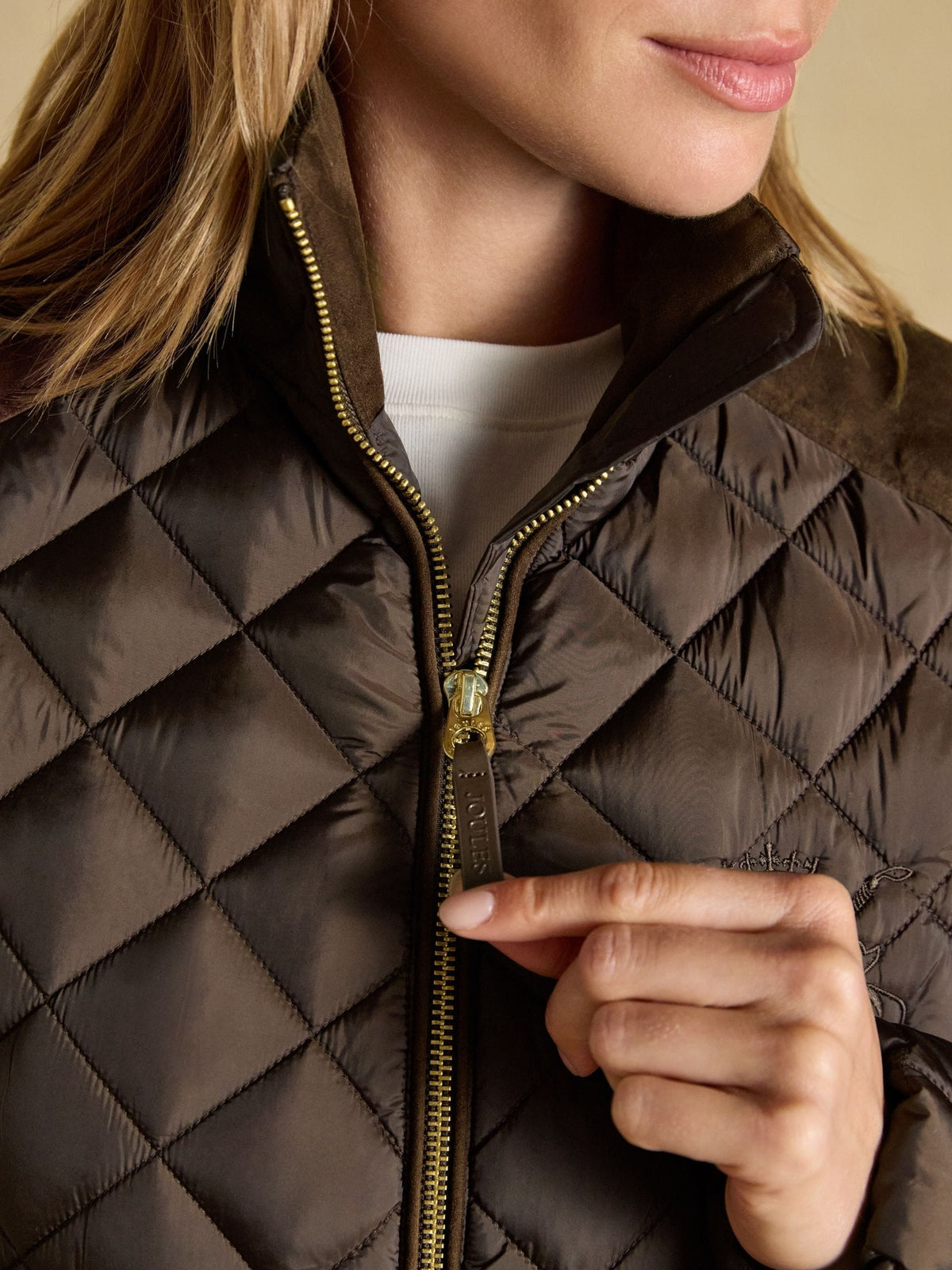 Braemar Luxe Chocolate Brown Showerproof Diamond Quilted Coat