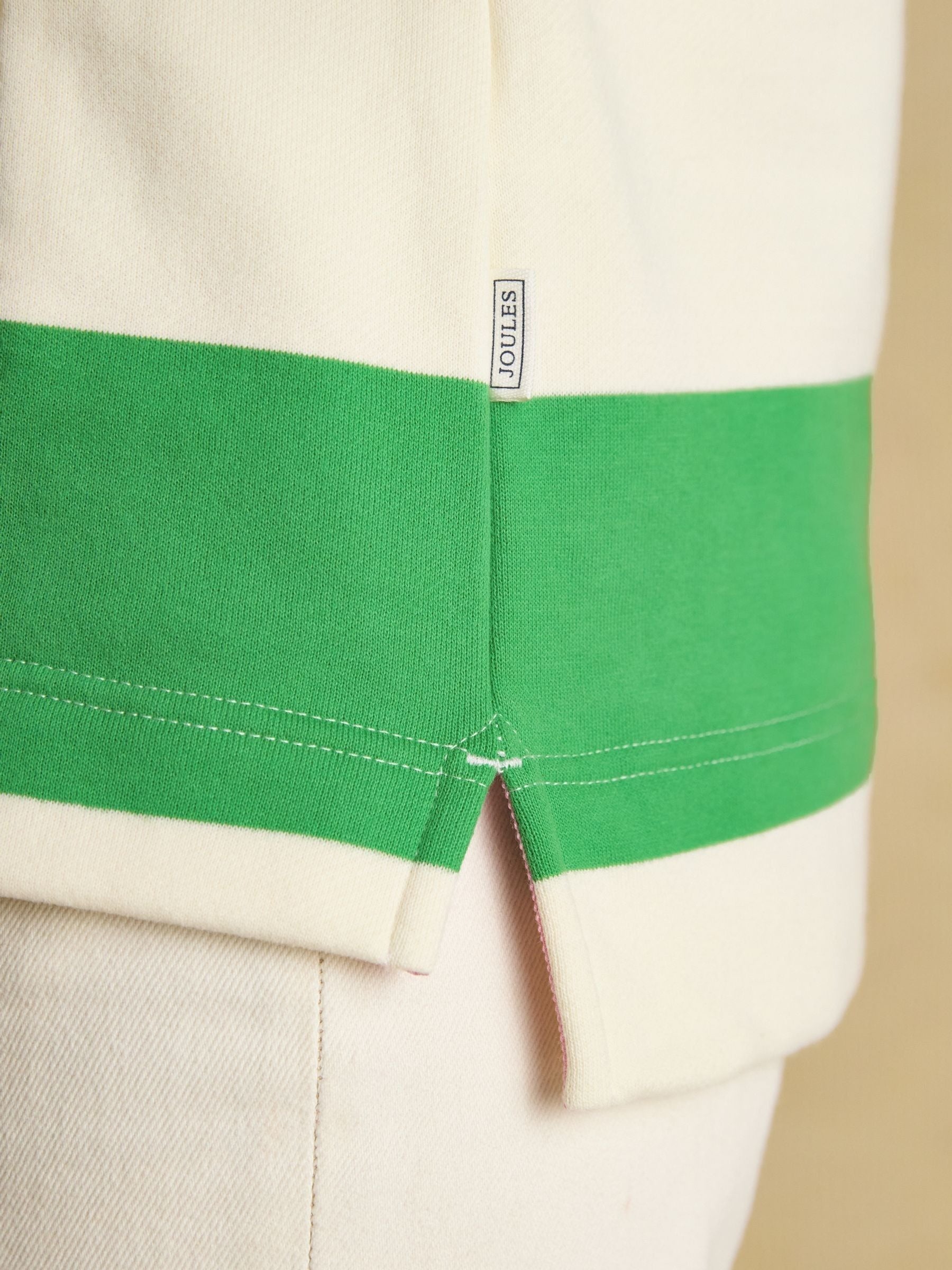 Burnham Cream Stripe Quarter Zip Sweatshirt With Funnel Neck