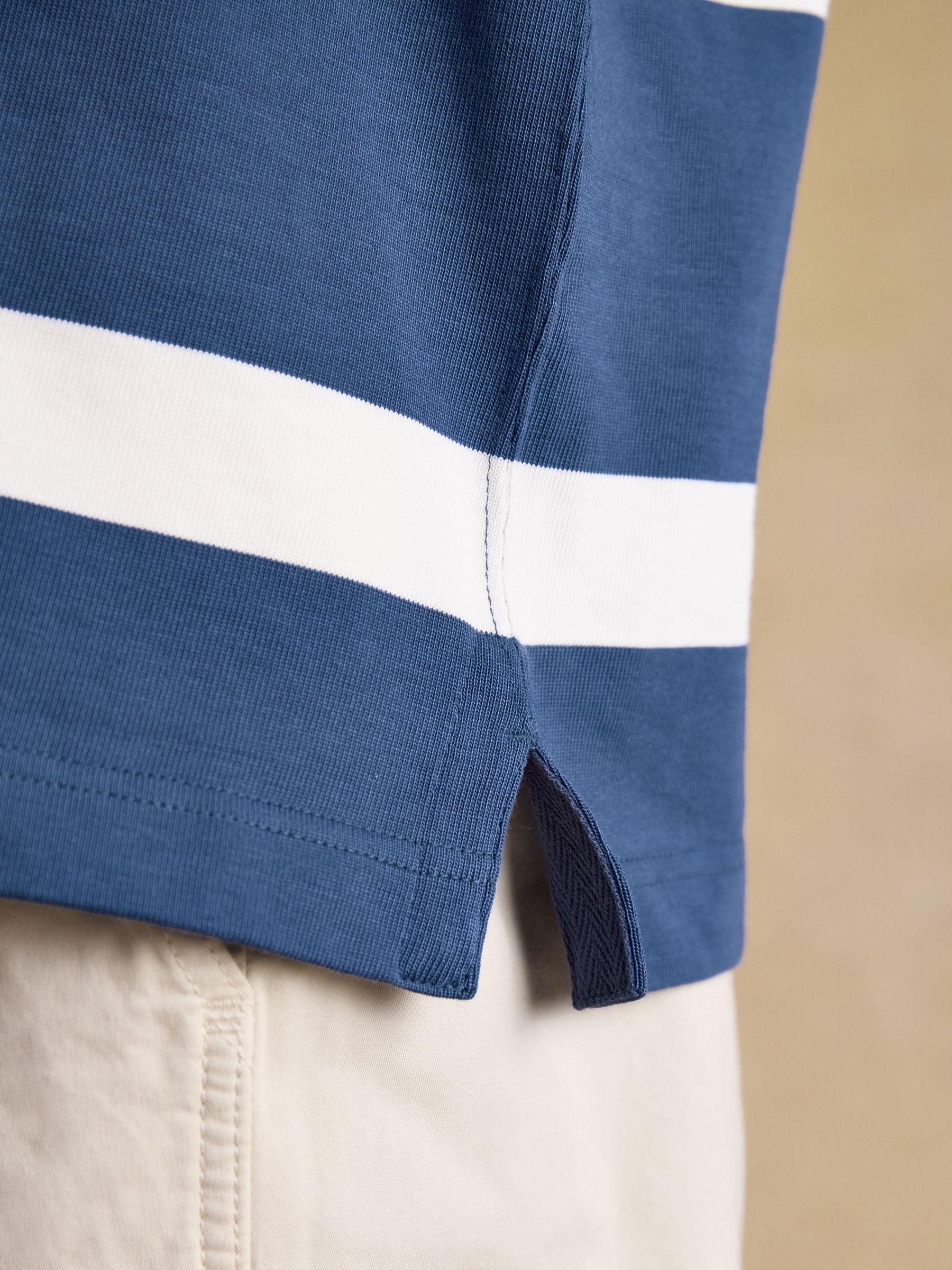 Blue & Cream Striped Long Sleeve Rugby Shirt