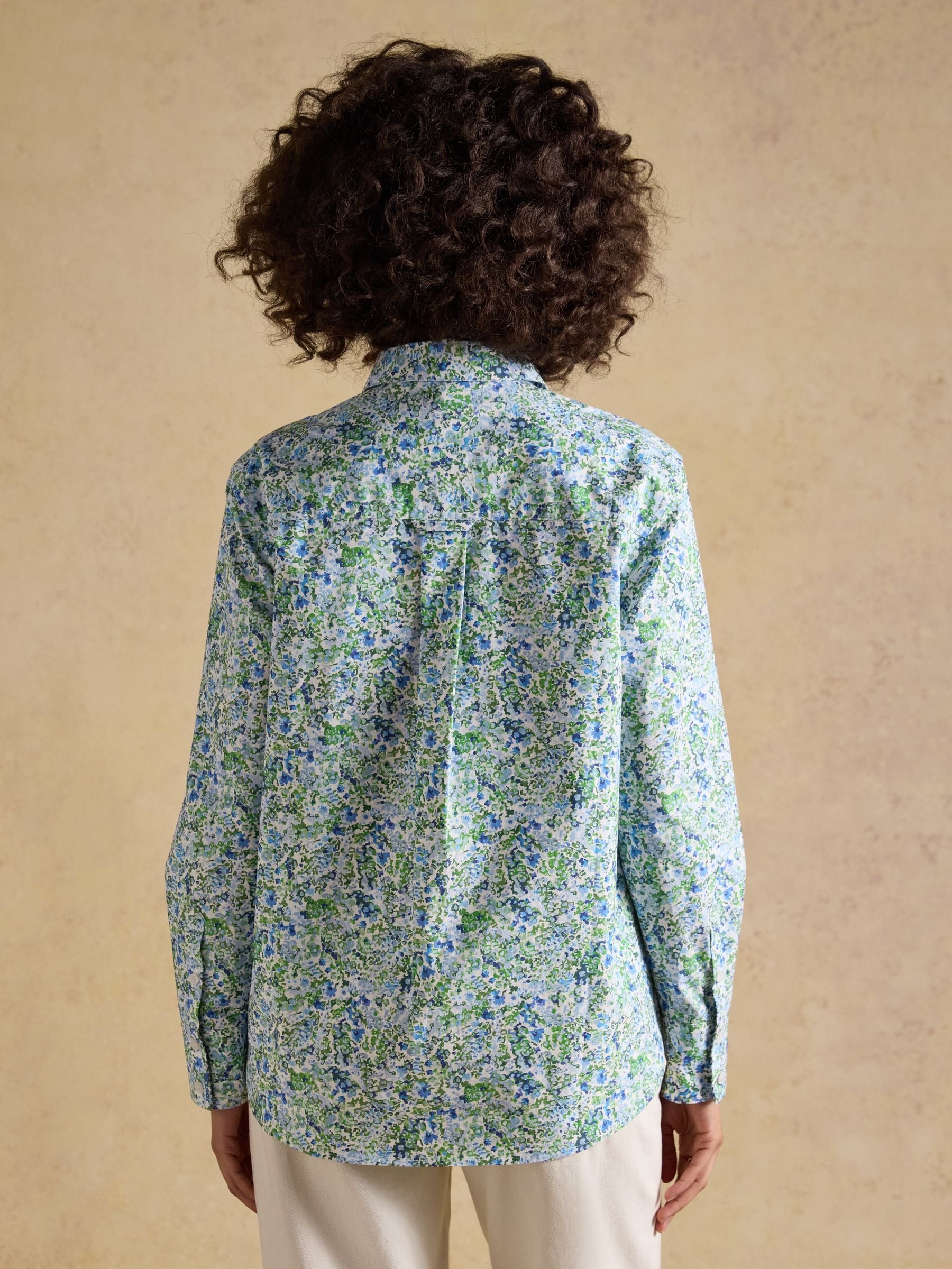 Green Ditsy Boyfriend Fit Poplin Shirt