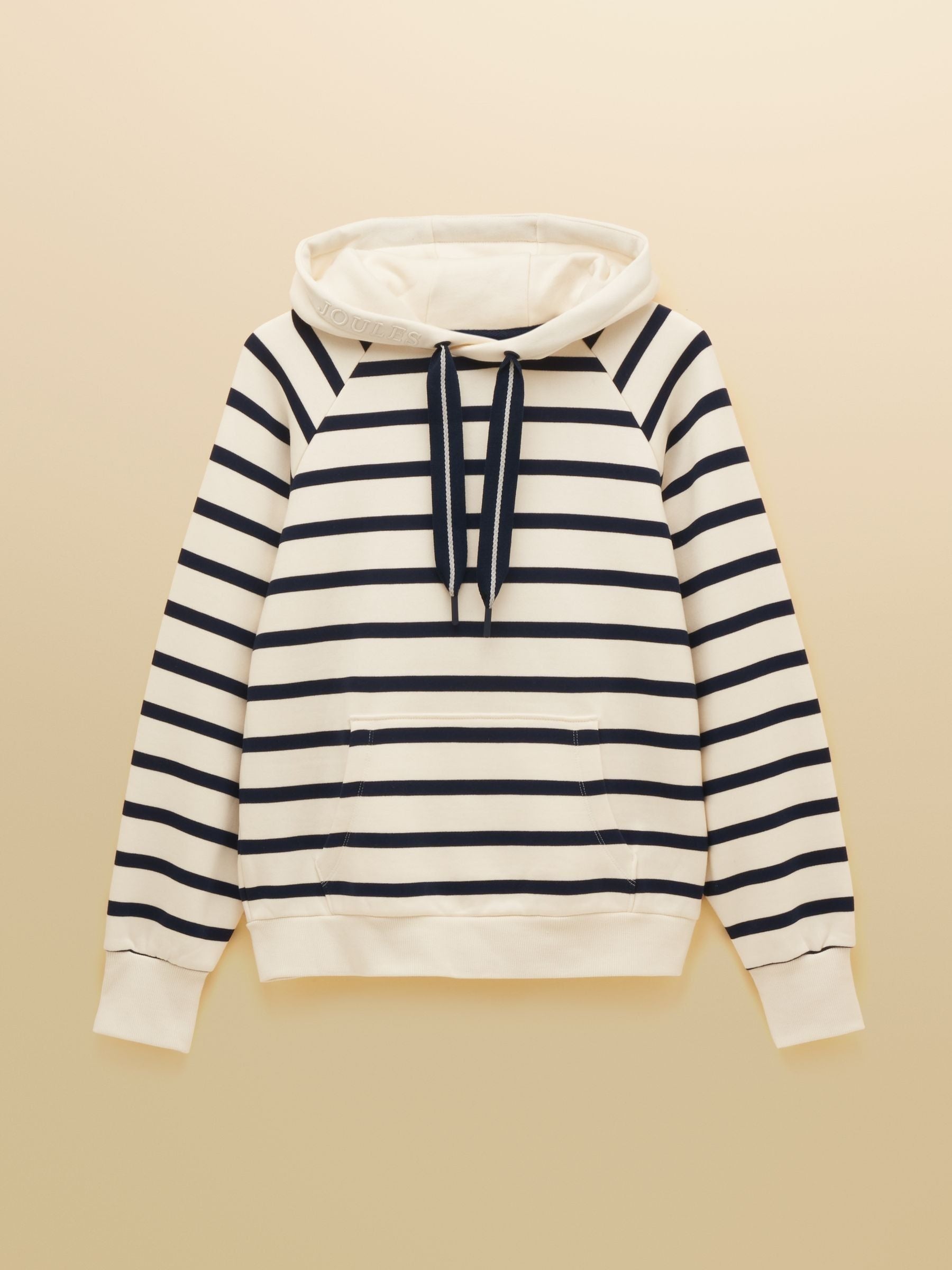 Milbourne Cream & Navy Striped Cotton Blend Hoodie