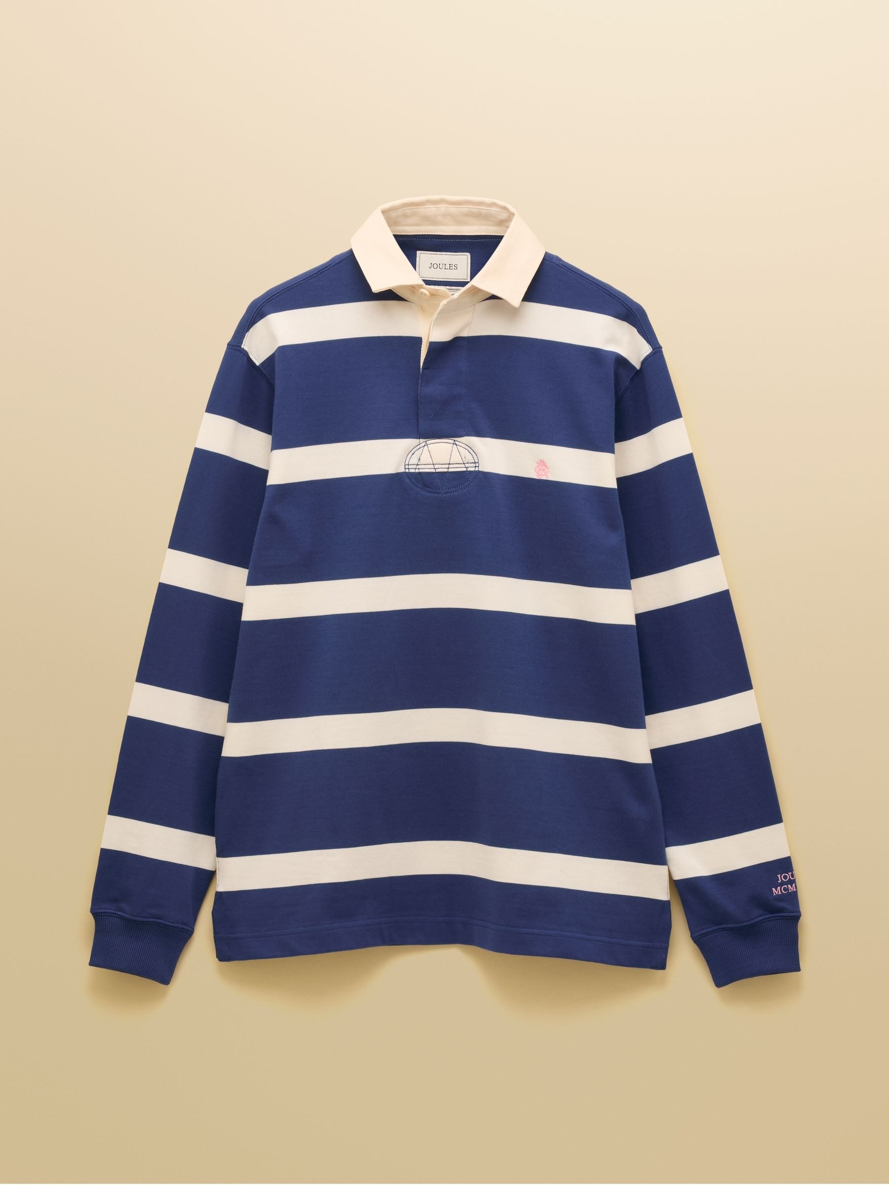 Blue & Cream Striped Long Sleeve Rugby Shirt