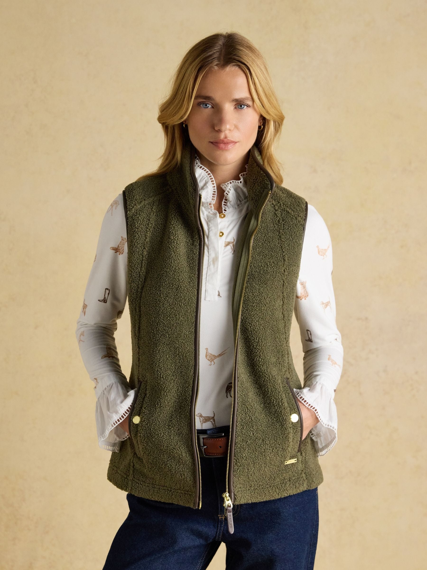 Borg Heritage Khaki Green Fleece Gilet
