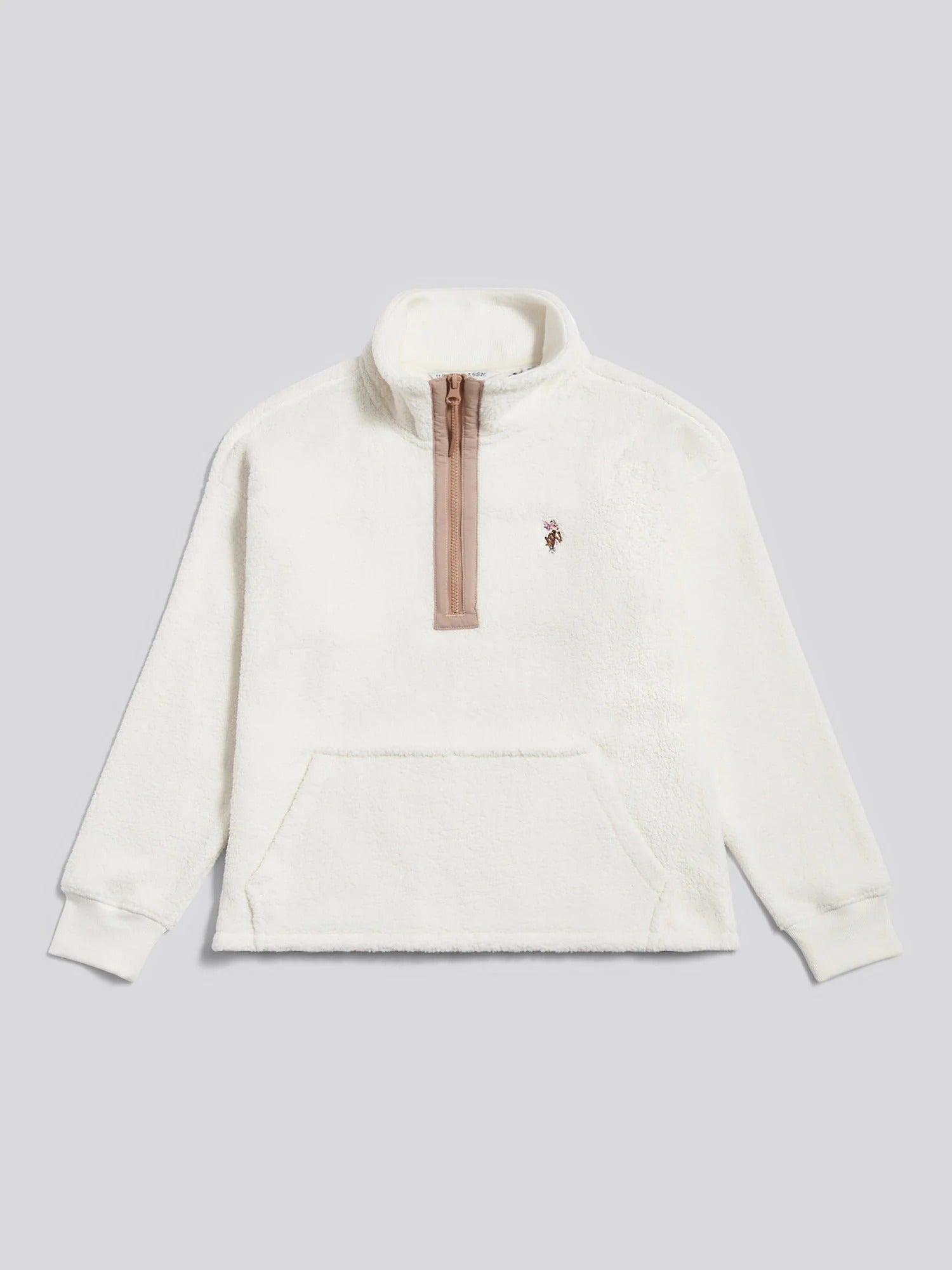 Womens Double Horsemen Borg 1/4 Zip in Marshmallow