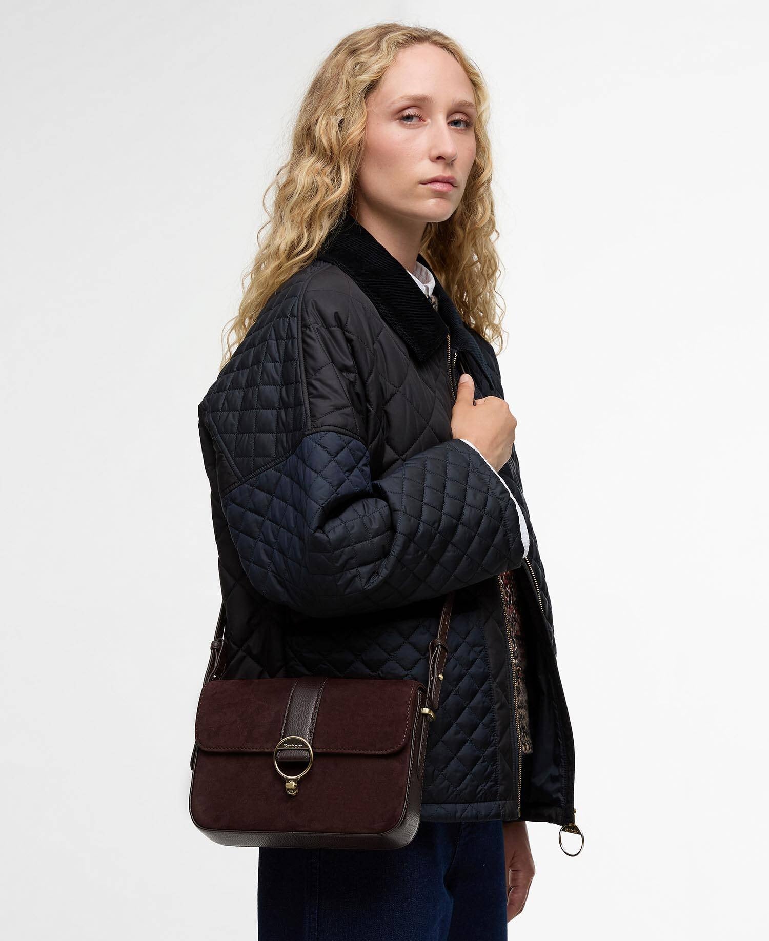 Rosa Suede & Leather Crossbody Bag - Dark Brown