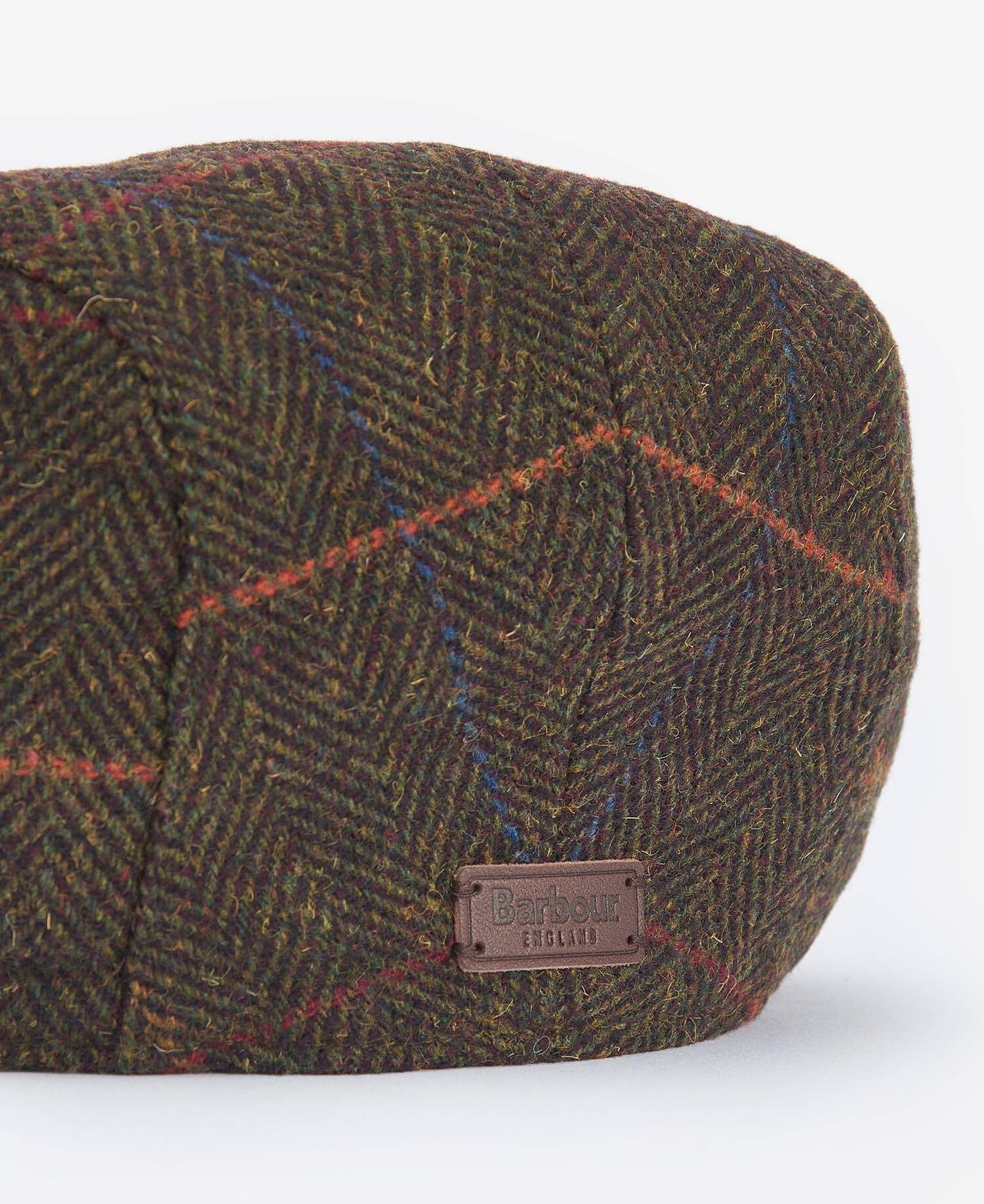 Cheviot Flat Cap - Olive Herringbone