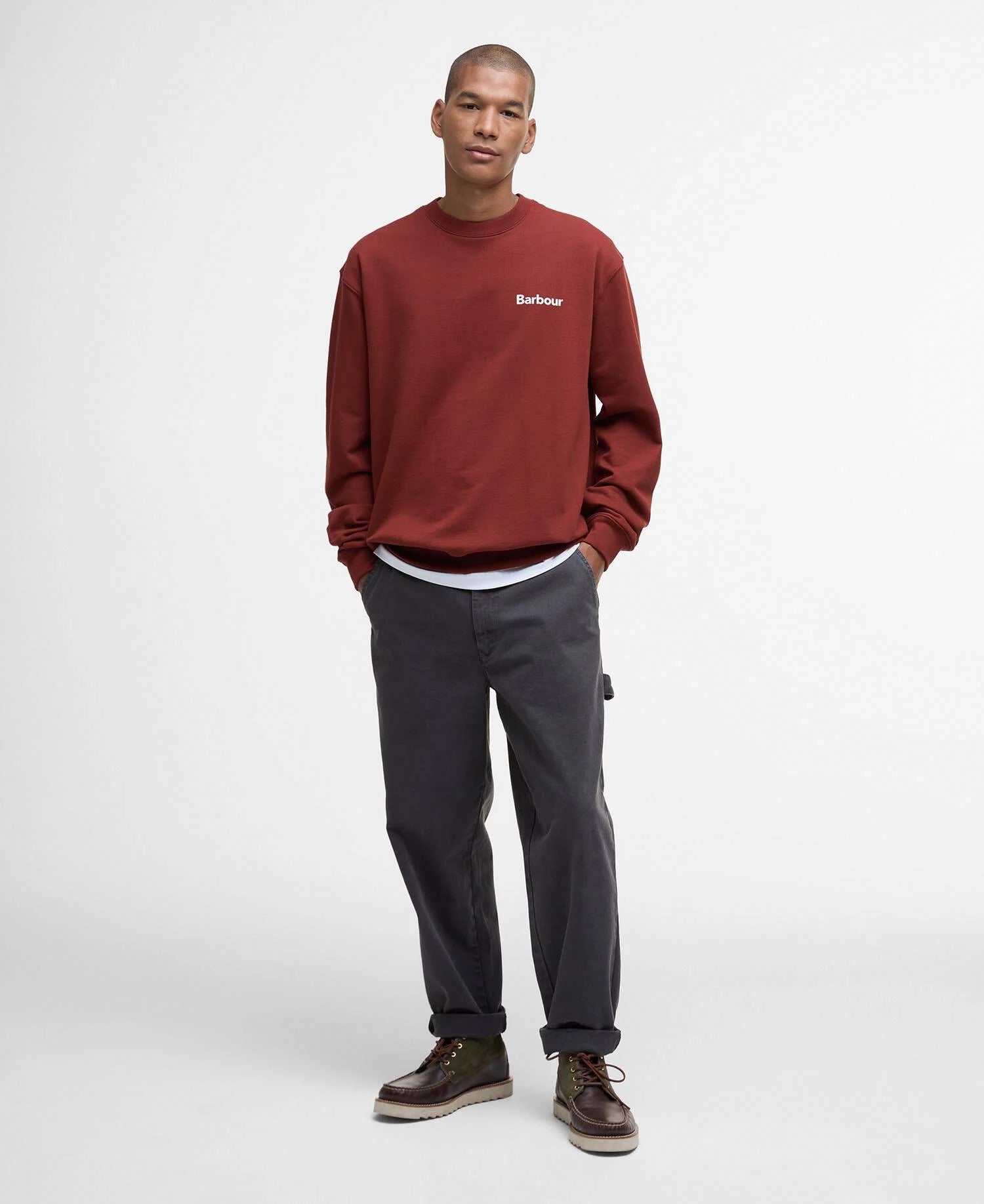 Firbank Relaxed Crew Neck Sweatshirt - Fired Brick
