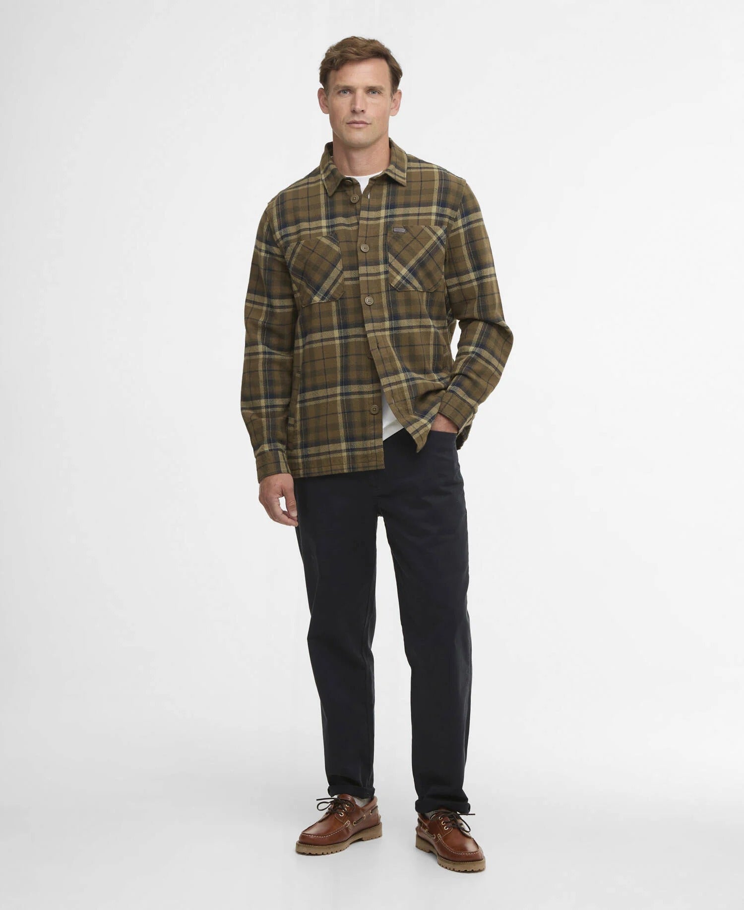Trent Checked Overshirt - Olive