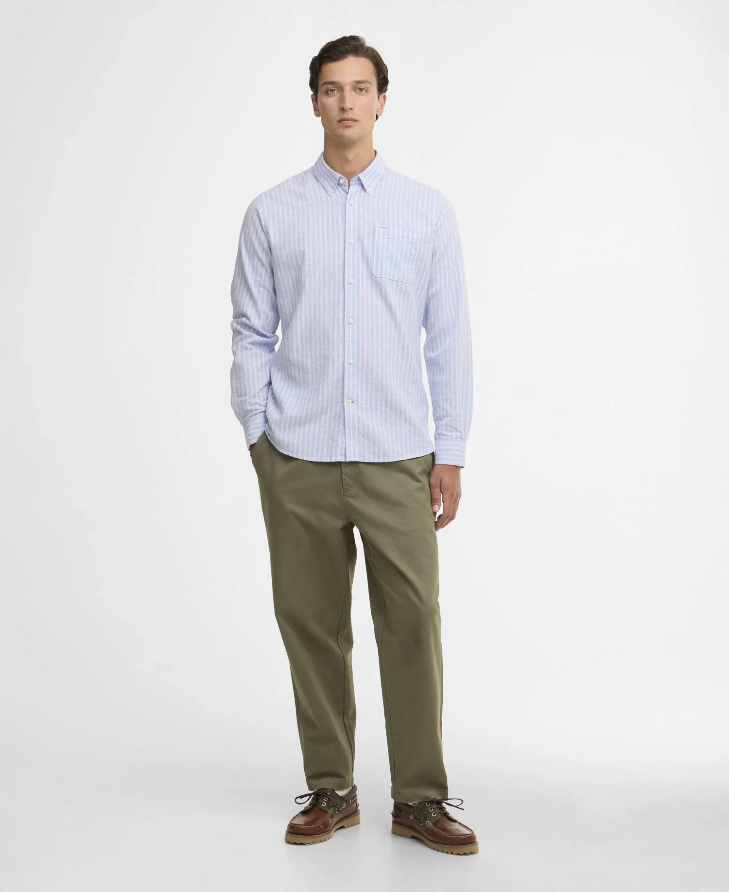Nelson Striped Long-Sleeved Tailored Shirt - Blue