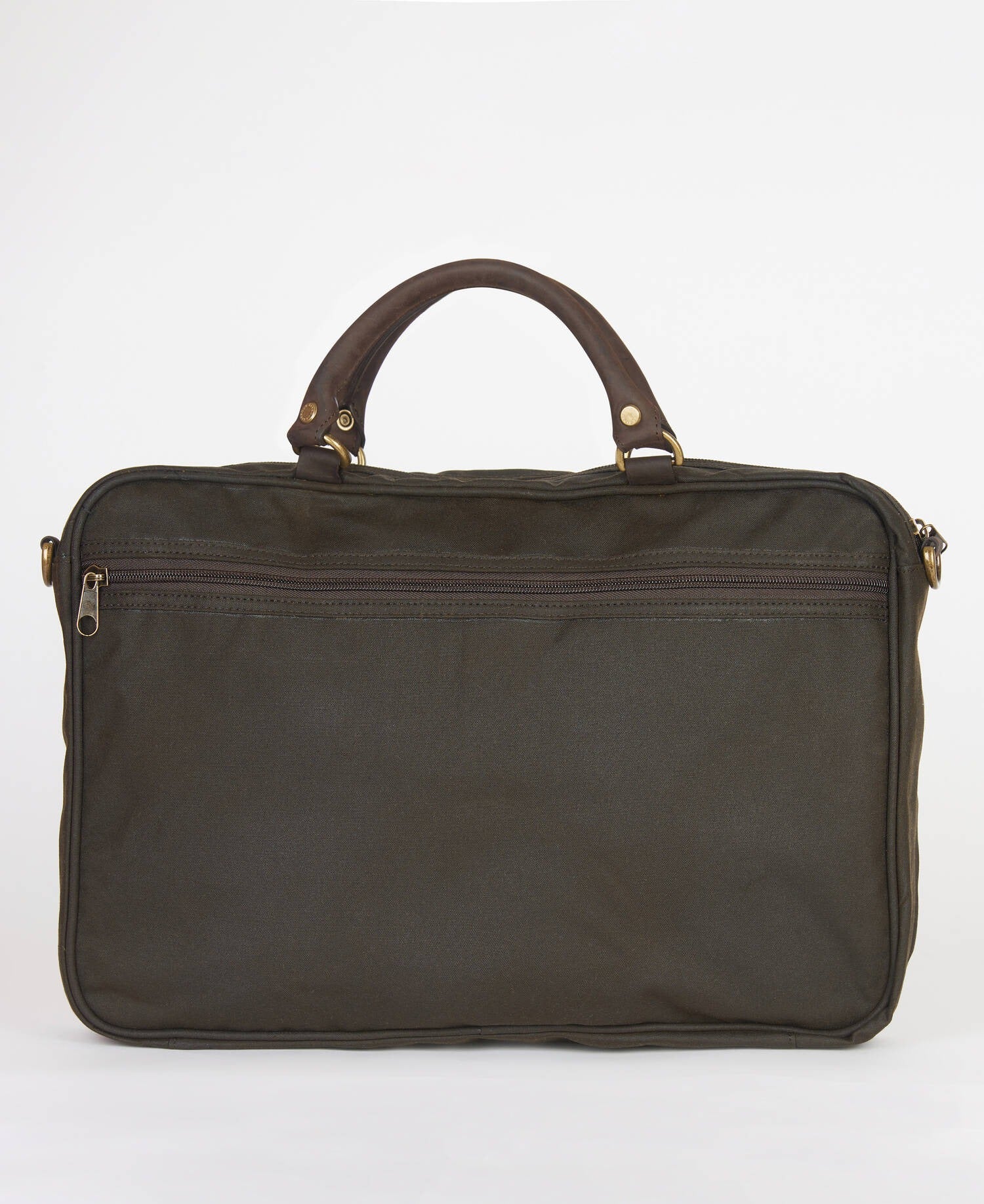 Waxed Leather Briefcase - Olive