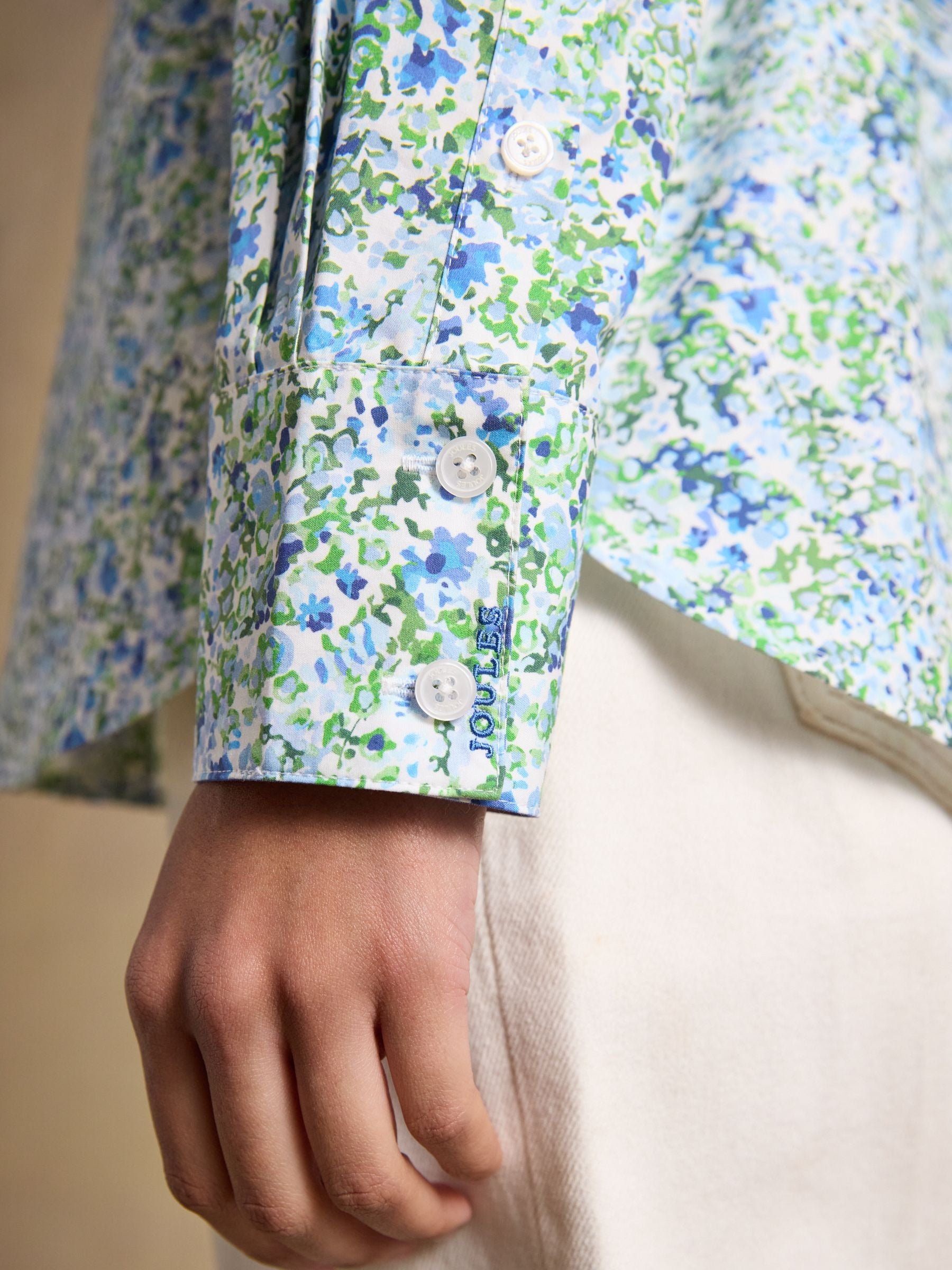 Green Ditsy Boyfriend Fit Poplin Shirt