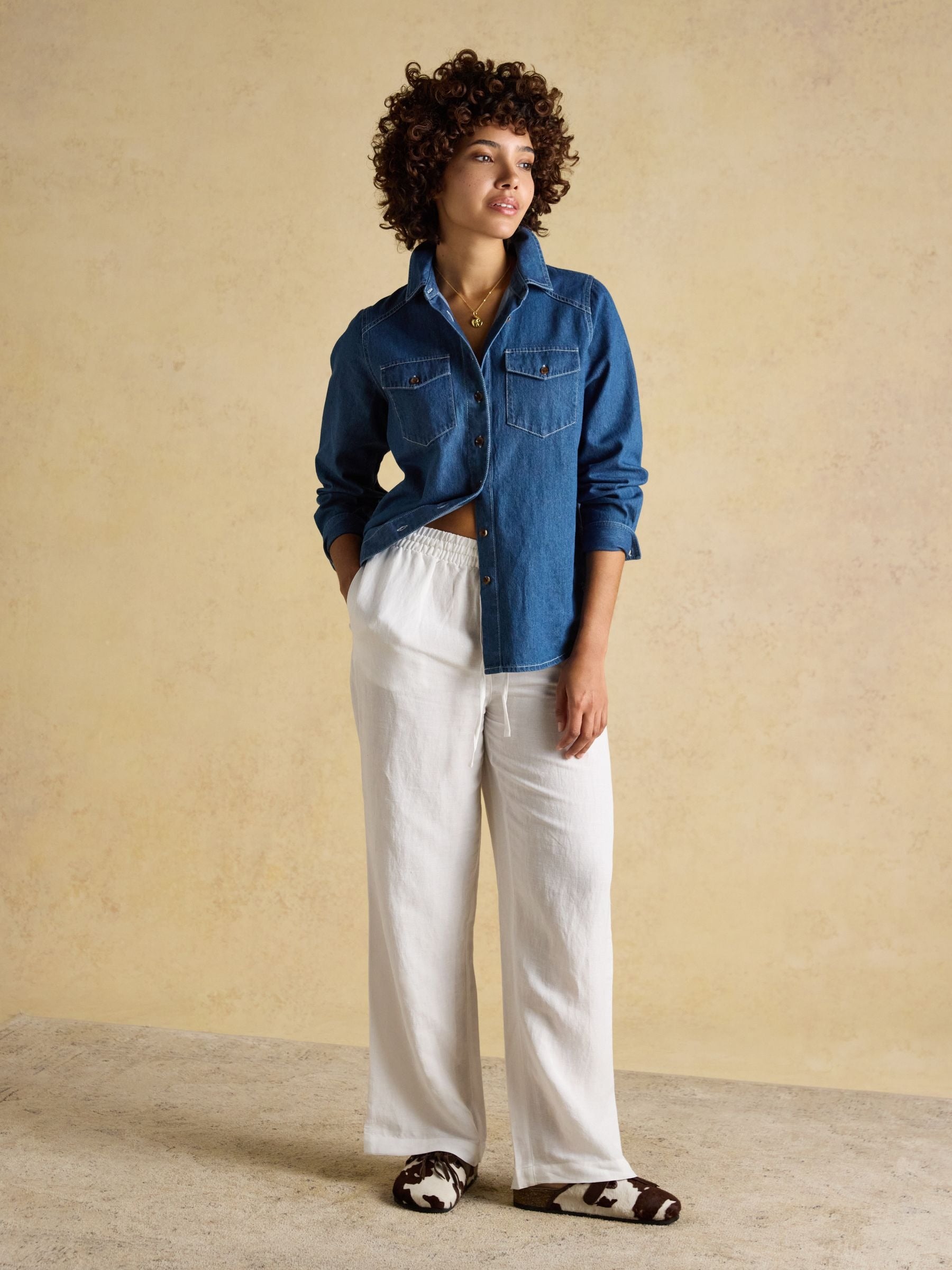 Mid Wash Blue Relaxed Fit Denim Shirt
