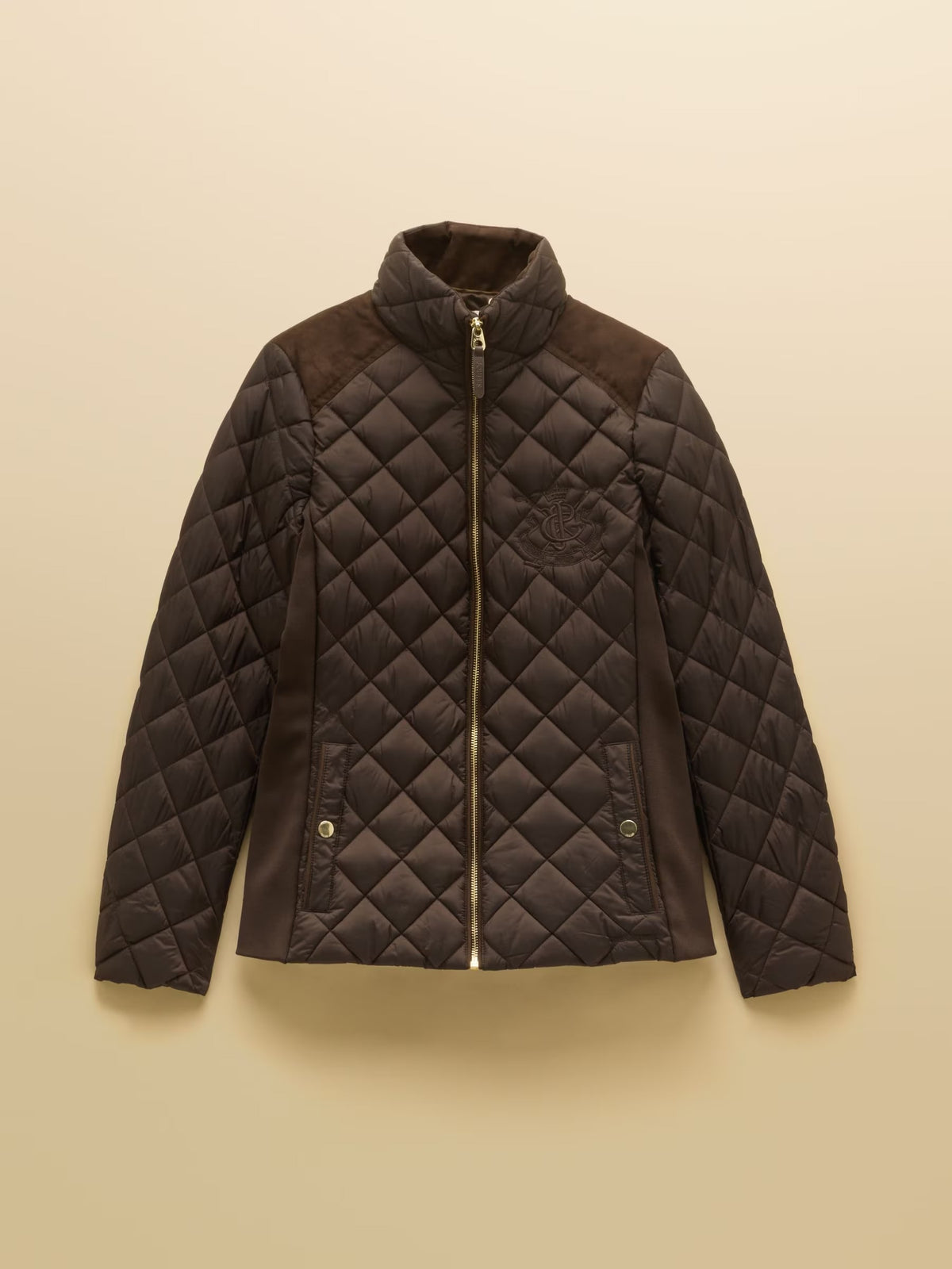 Braemar Luxe Chocolate Brown Showerproof Diamond Quilted Coat