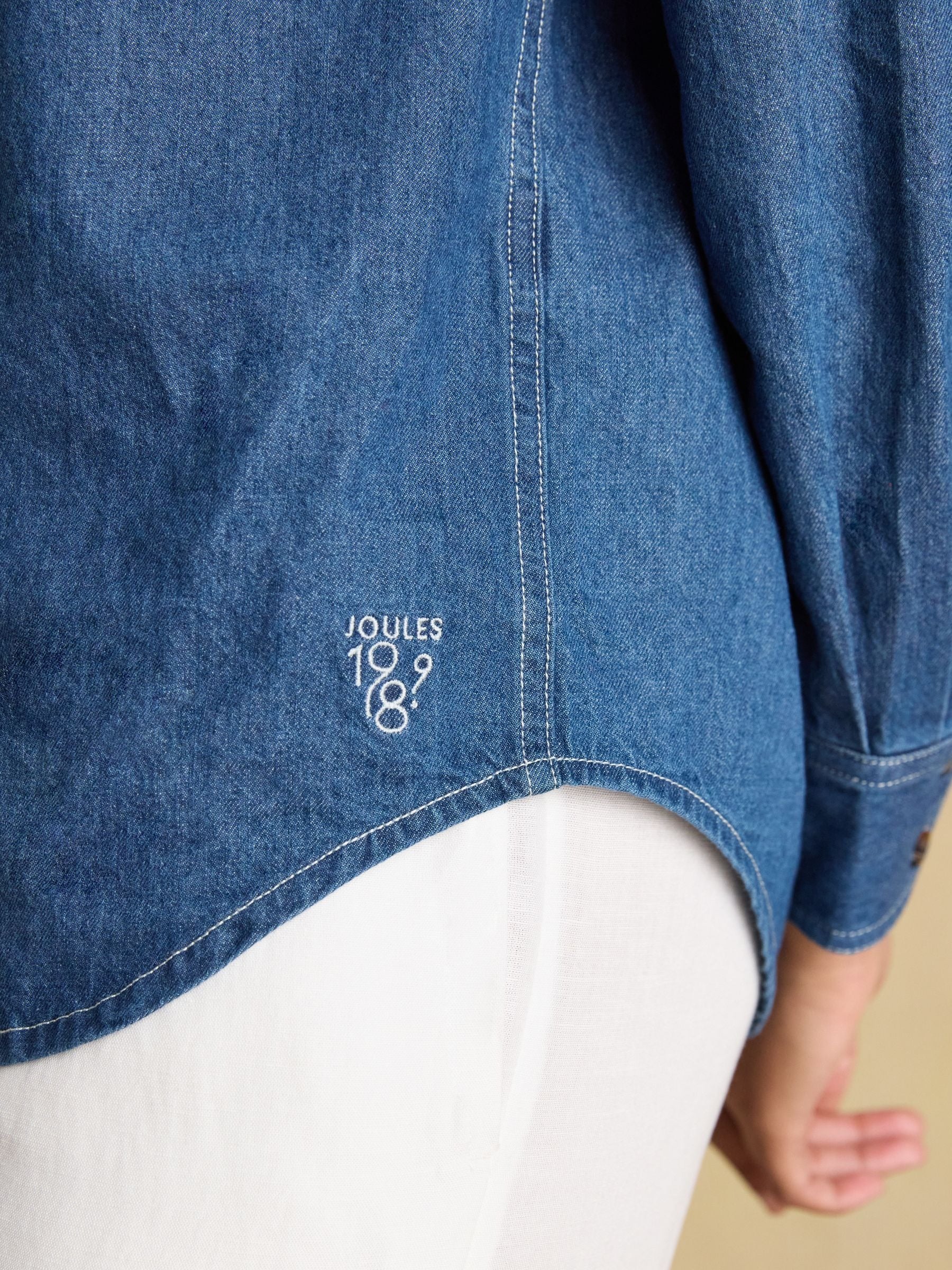 Mid Wash Blue Relaxed Fit Denim Shirt
