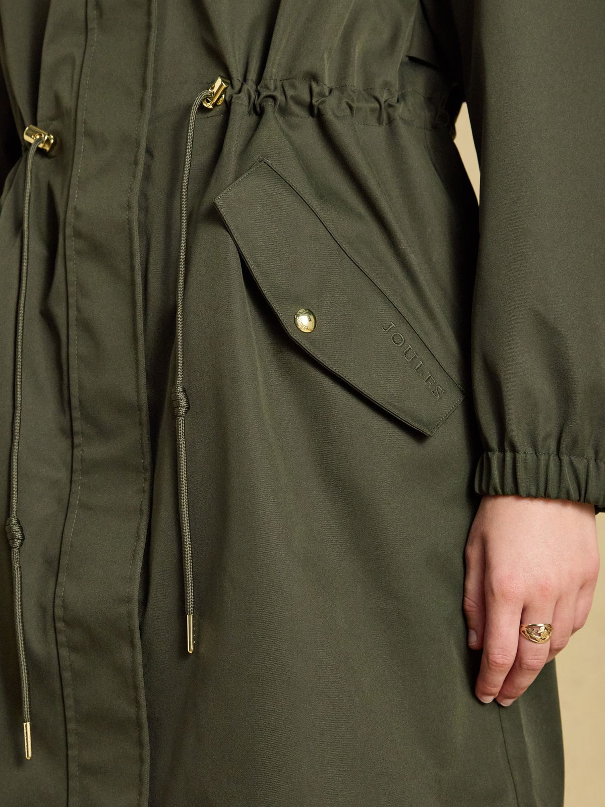 Stormwell Khaki Green Waterproof Longline Raincoat with Hood