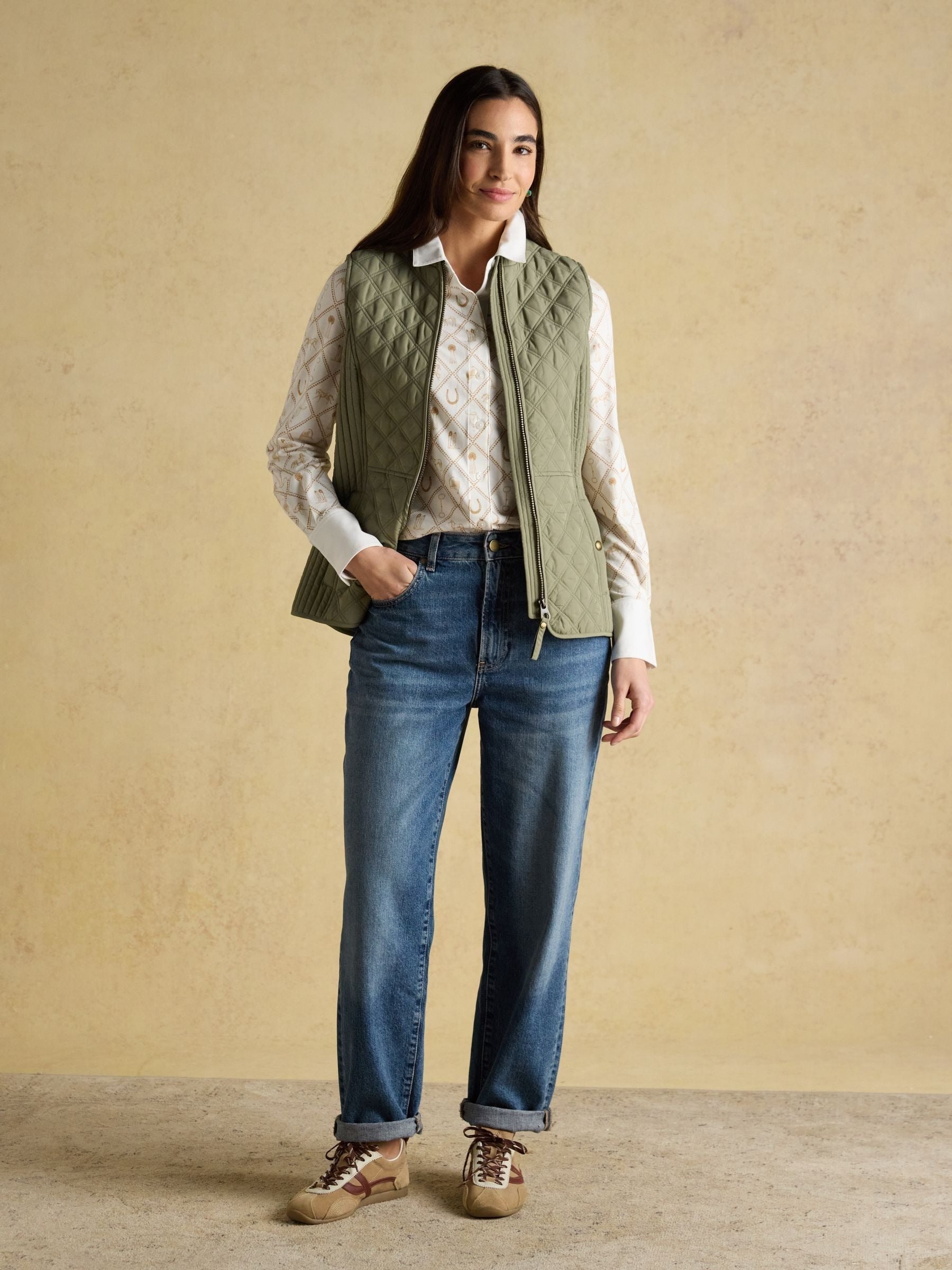 Minx Sage Green Showerproof Diamond Quilted Gilet