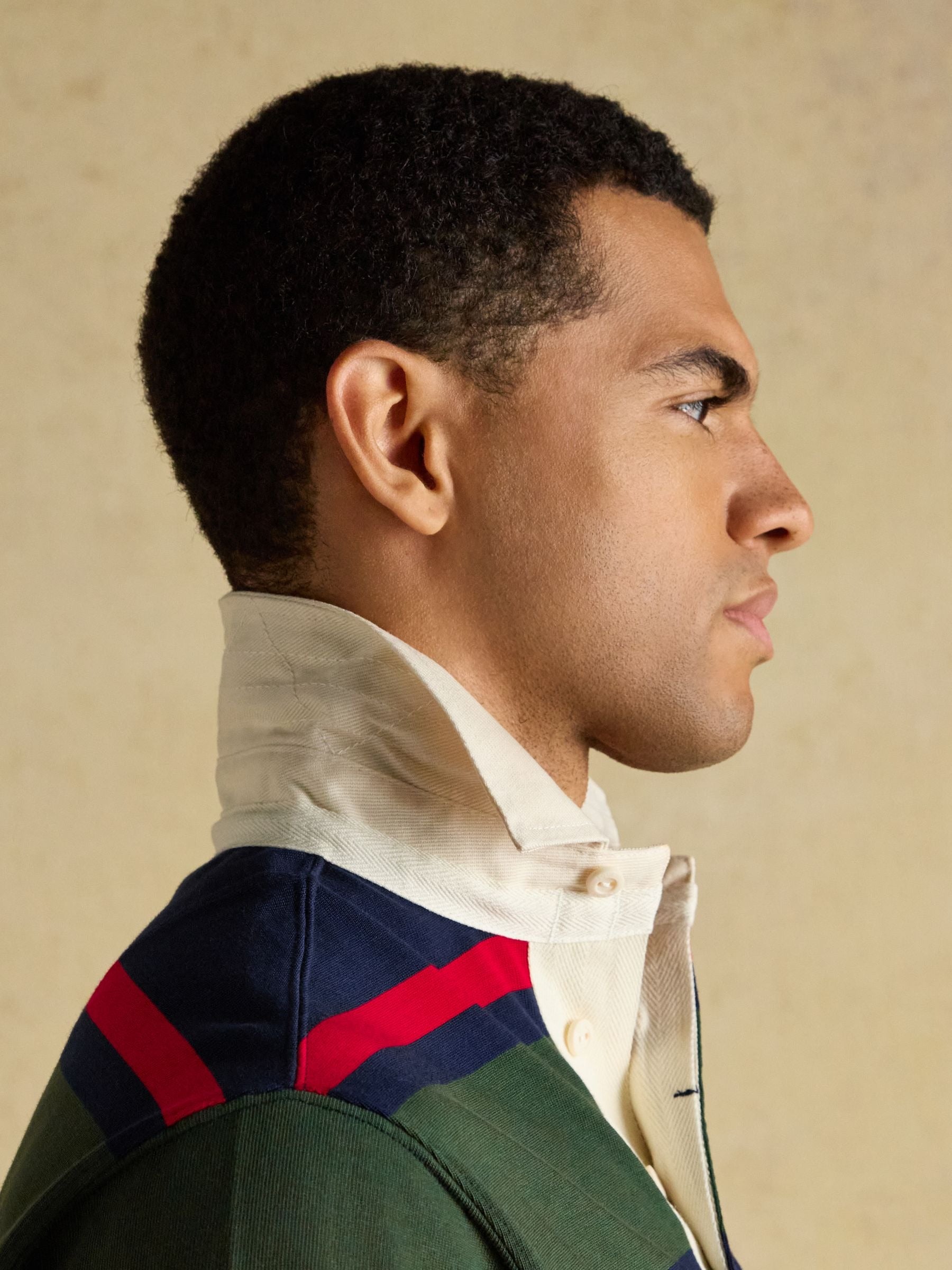 Navy & Green Striped Long Sleeve Rugby Shirt