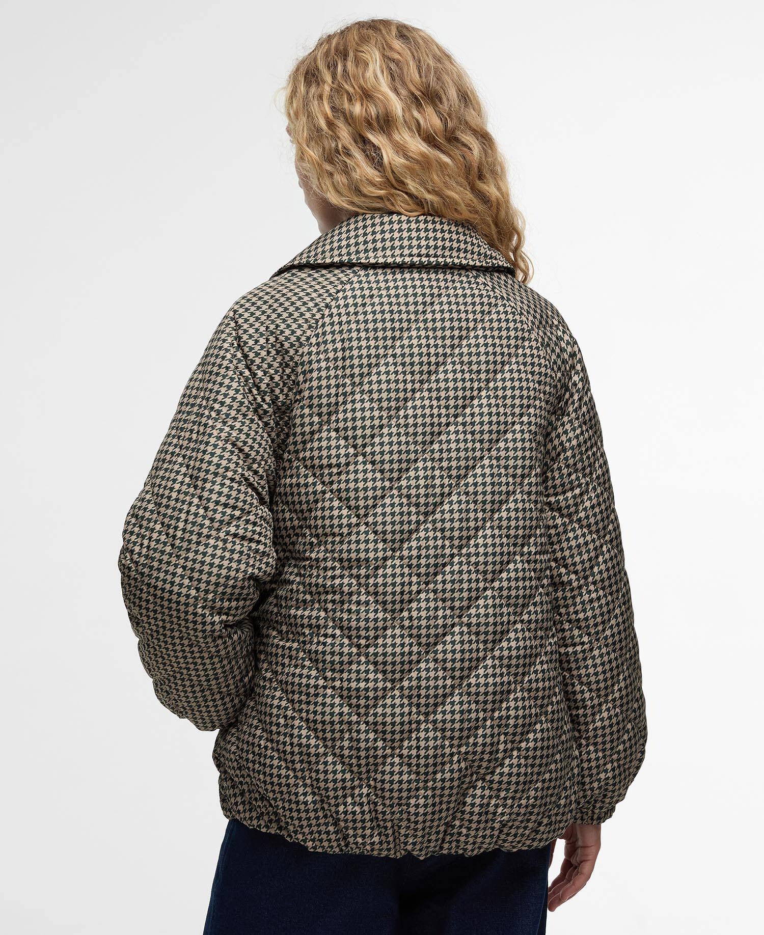 Laoise Check Quilted Jacket- Sage Houndstooth/Sand Dune
