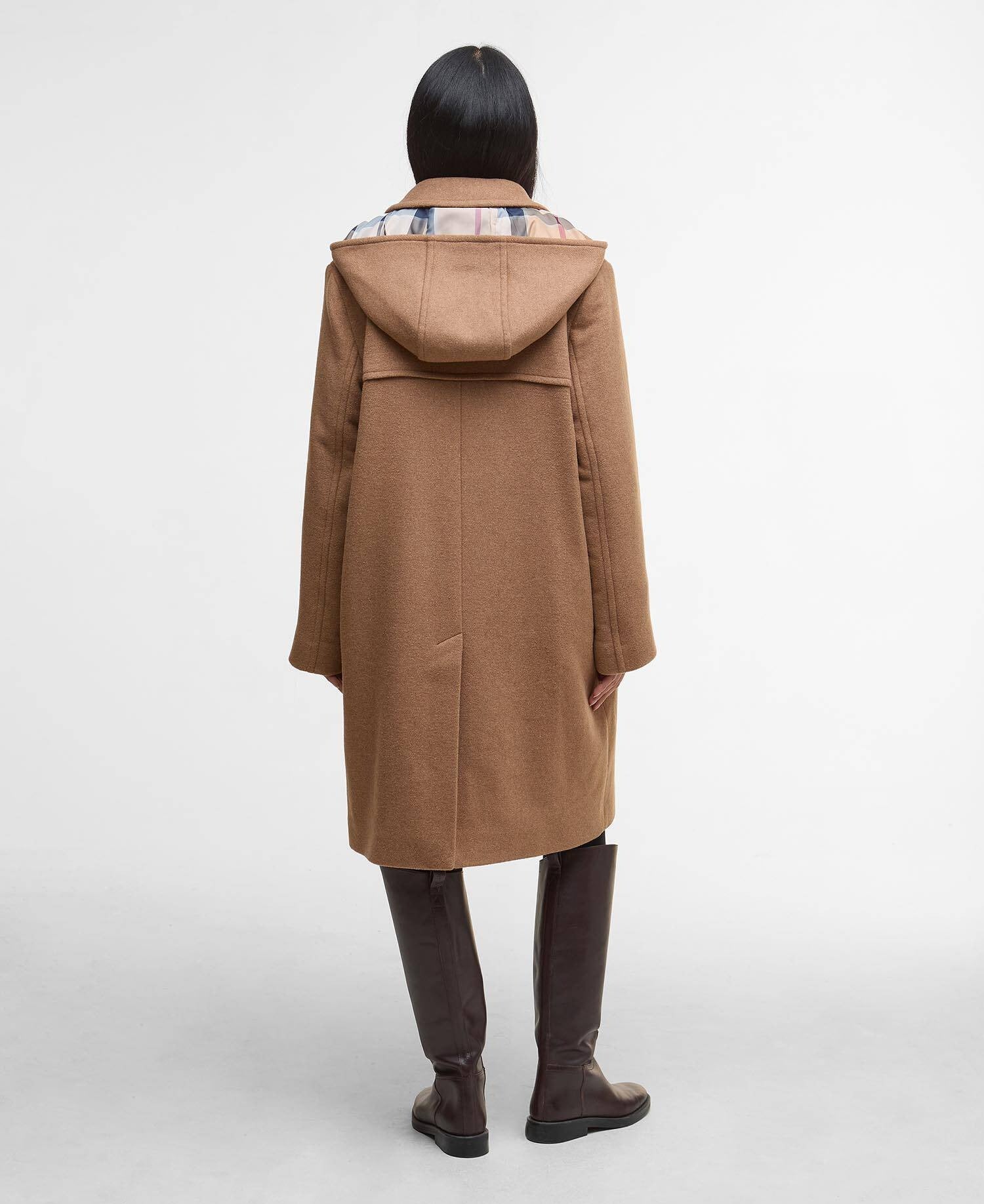 Melody Check Wool Duffle Coat - Camel/Hessian Tartan