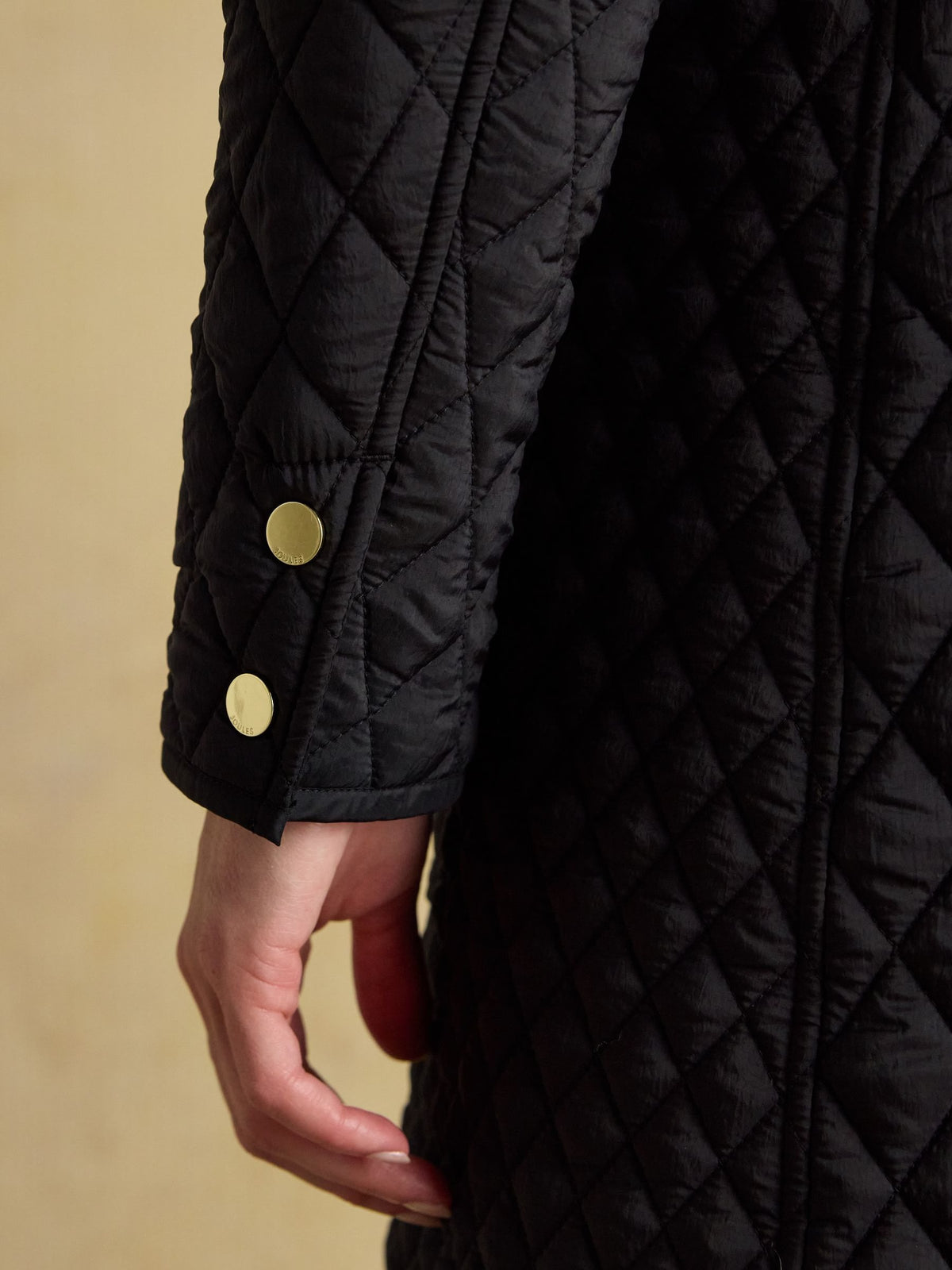 Rosewell Black Longline Diamond Quilted Showerproof Coat