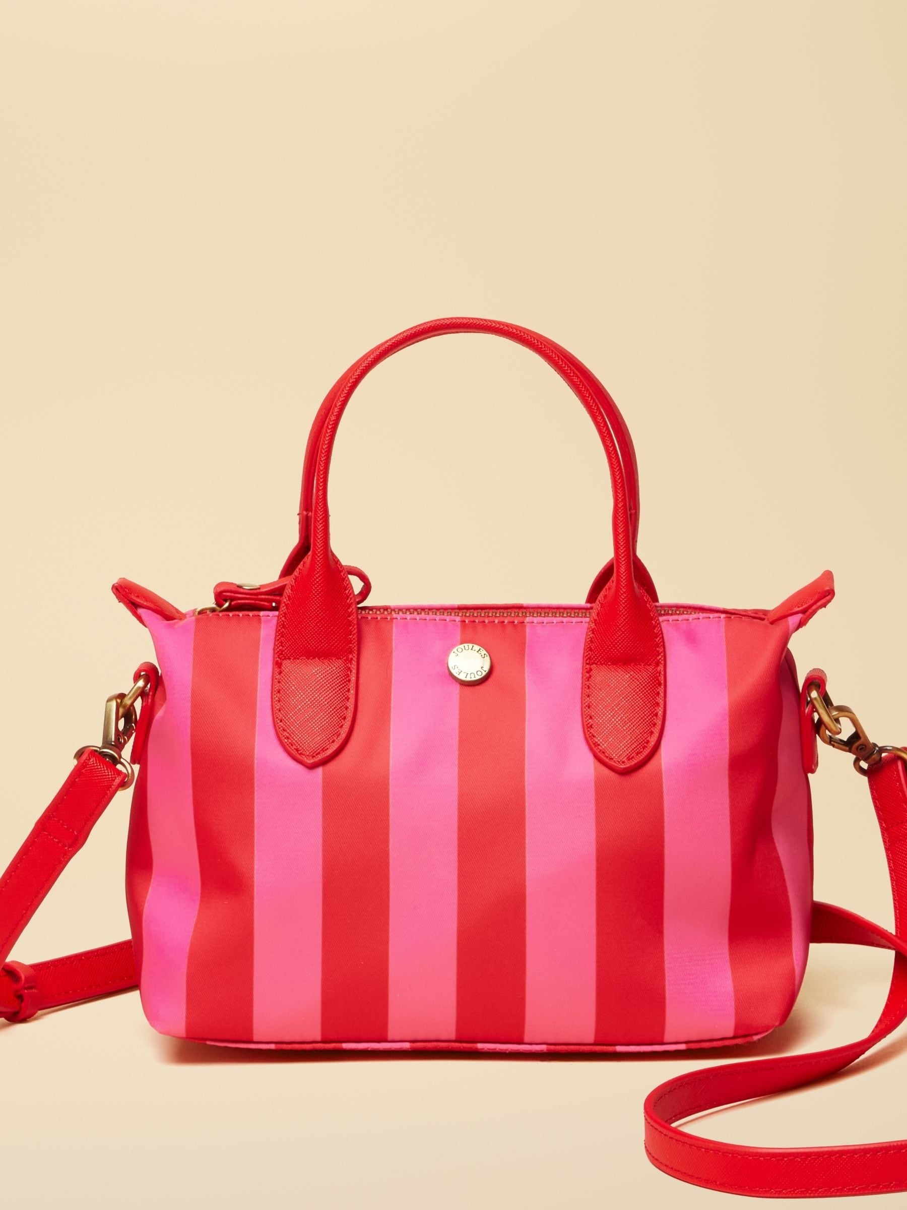 Edie Red & Pink Striped Crossbody Handbag