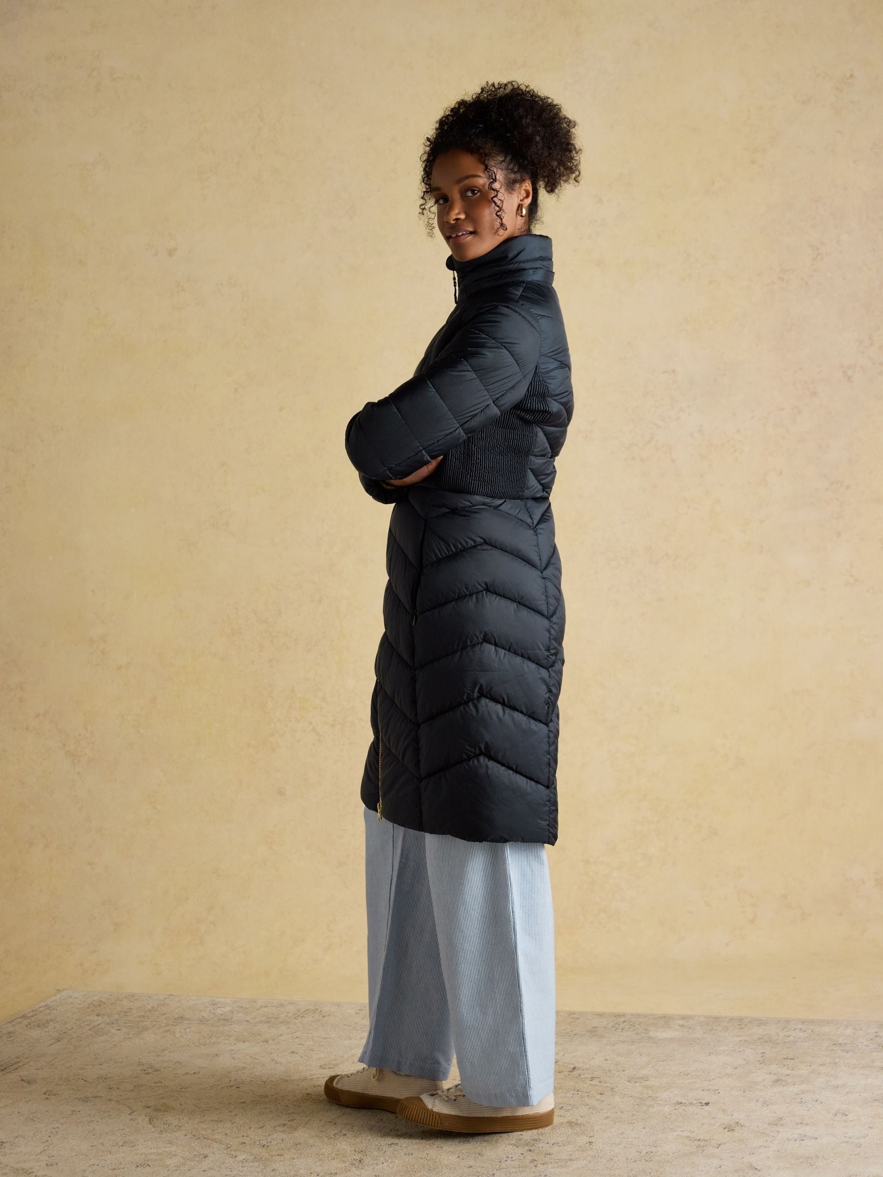 Pembury Navy Showerproof Longline Padded Coat with Hood -