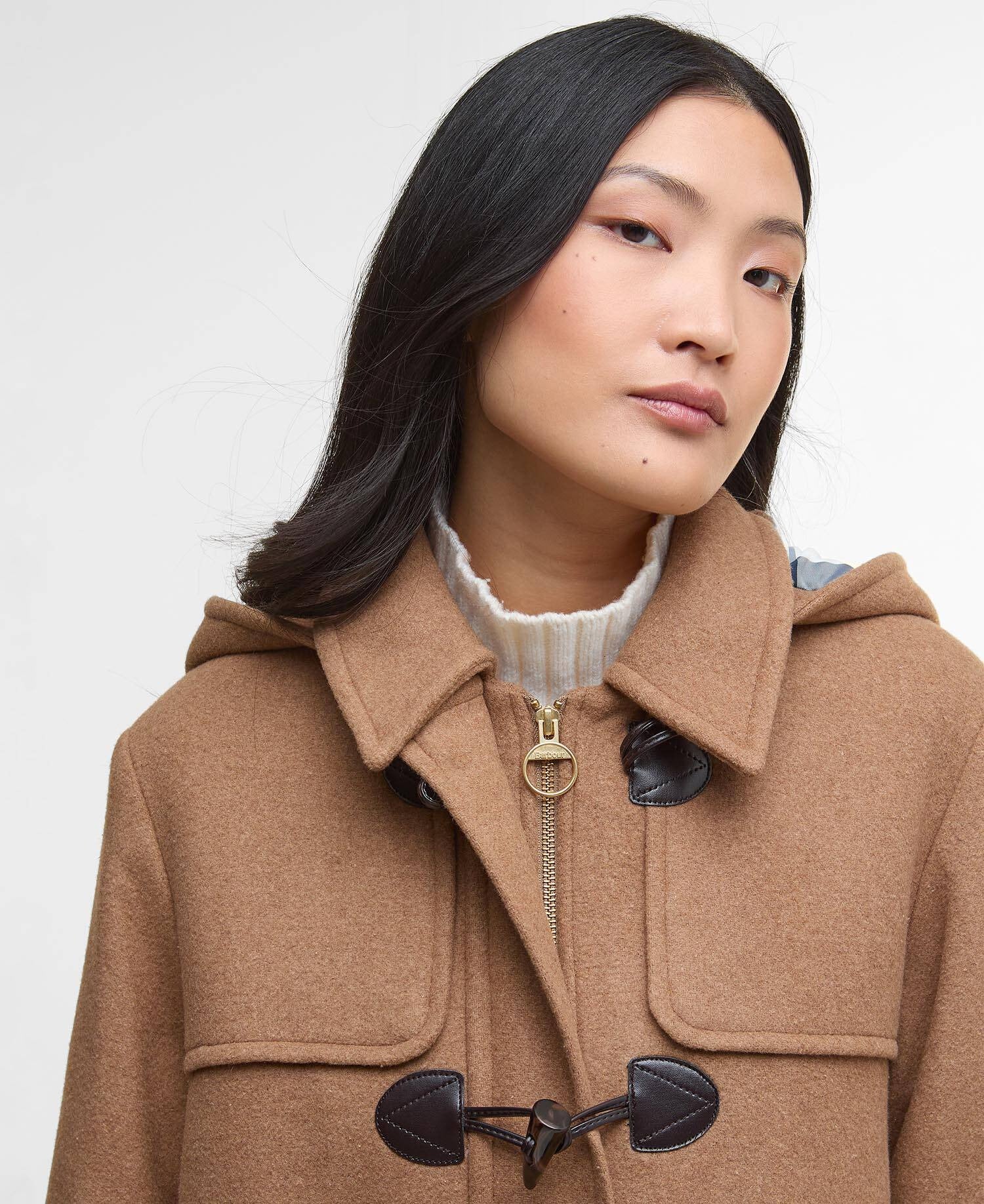 Melody Check Wool Duffle Coat - Camel/Hessian Tartan