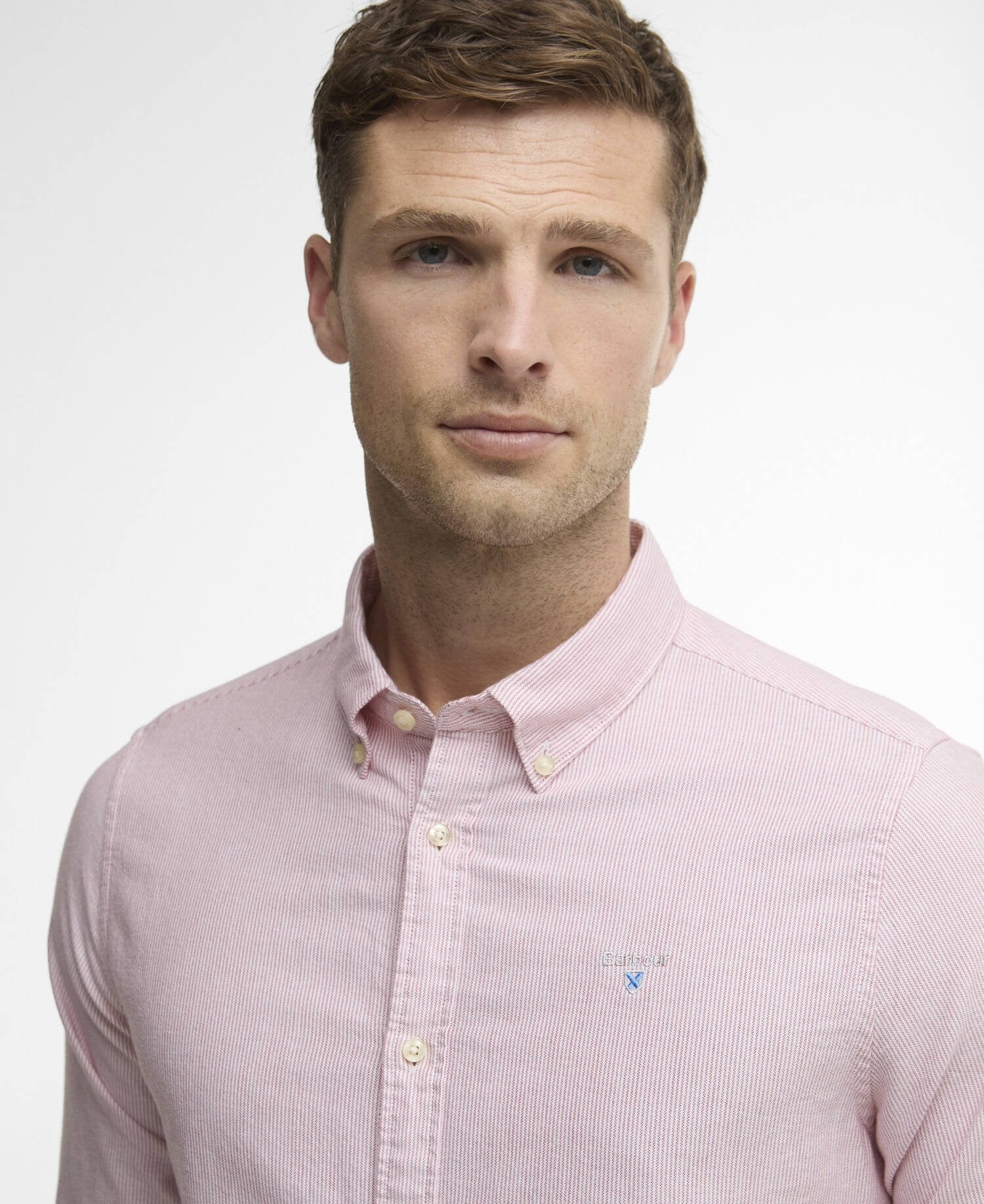 Striped Oxford Tailored Long-Sleeved Shirt - Red