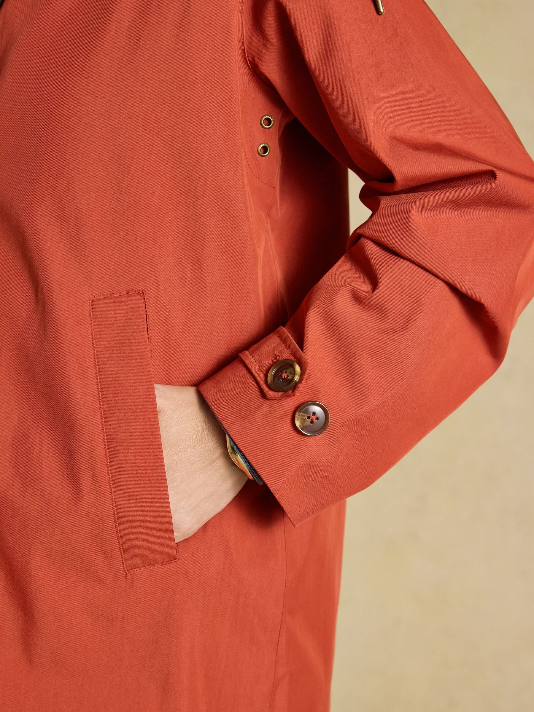 Rainmore Rust Red Waterproof Button Through Raincoat