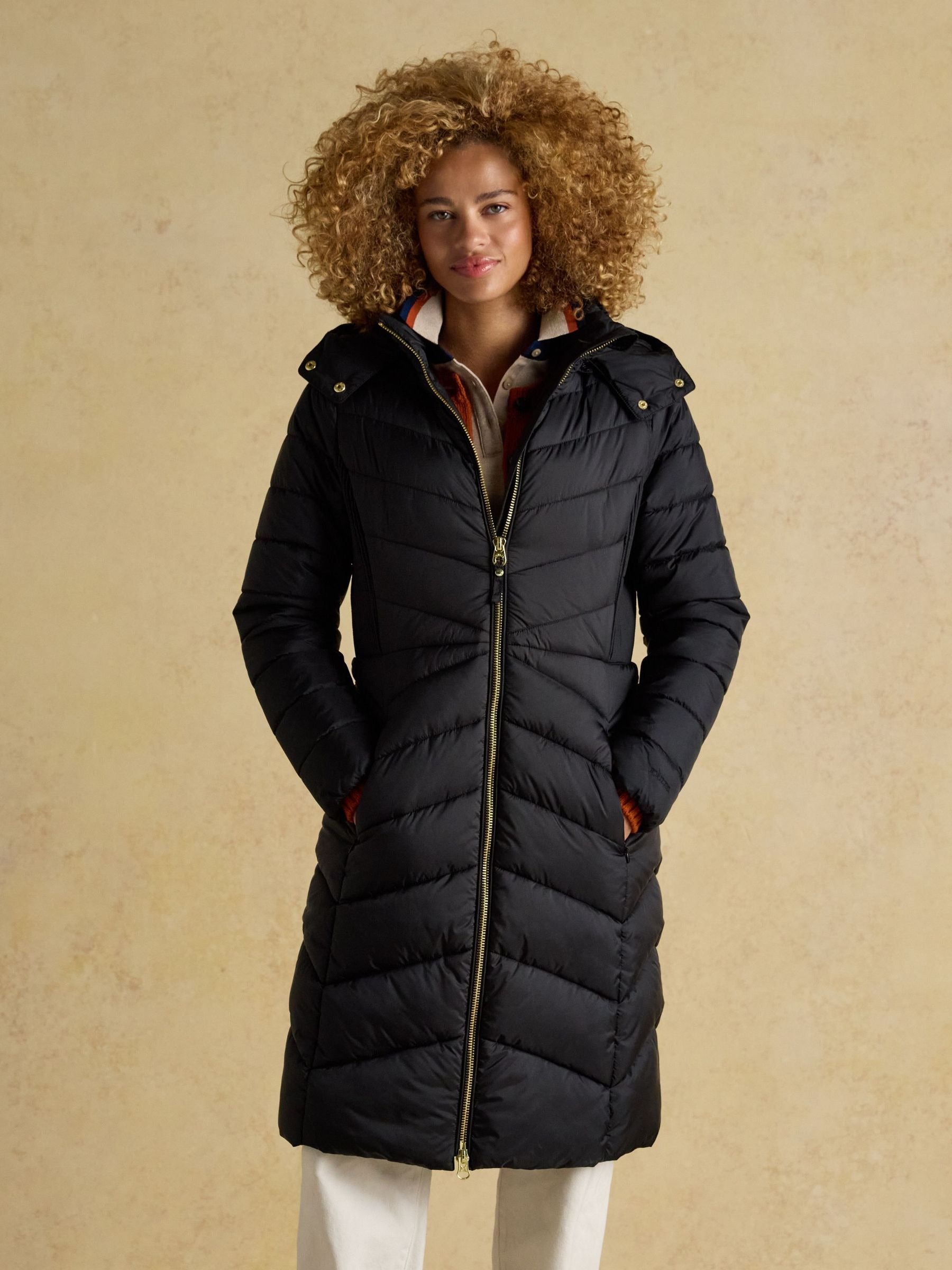 Pembury Navy Showerproof Longline Padded Coat with Hood -