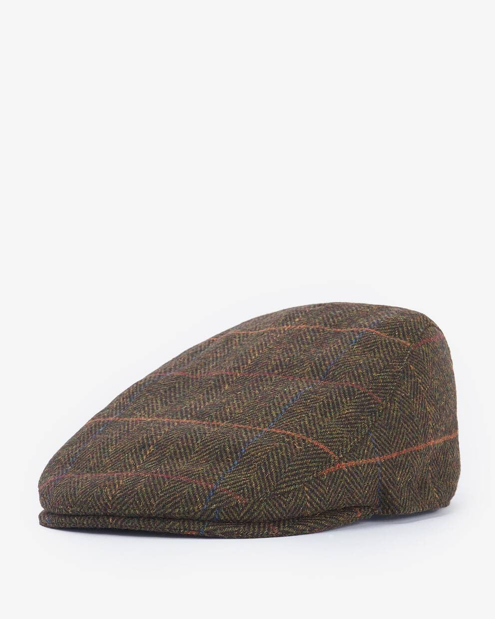 Cheviot Flat Cap - Olive Herringbone