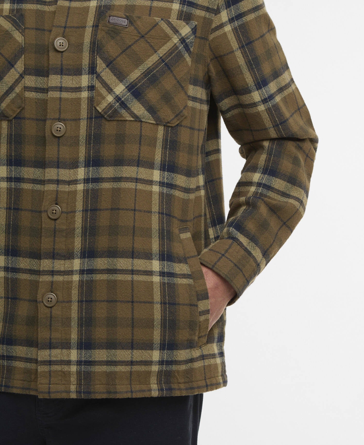 Trent Checked Overshirt - Olive