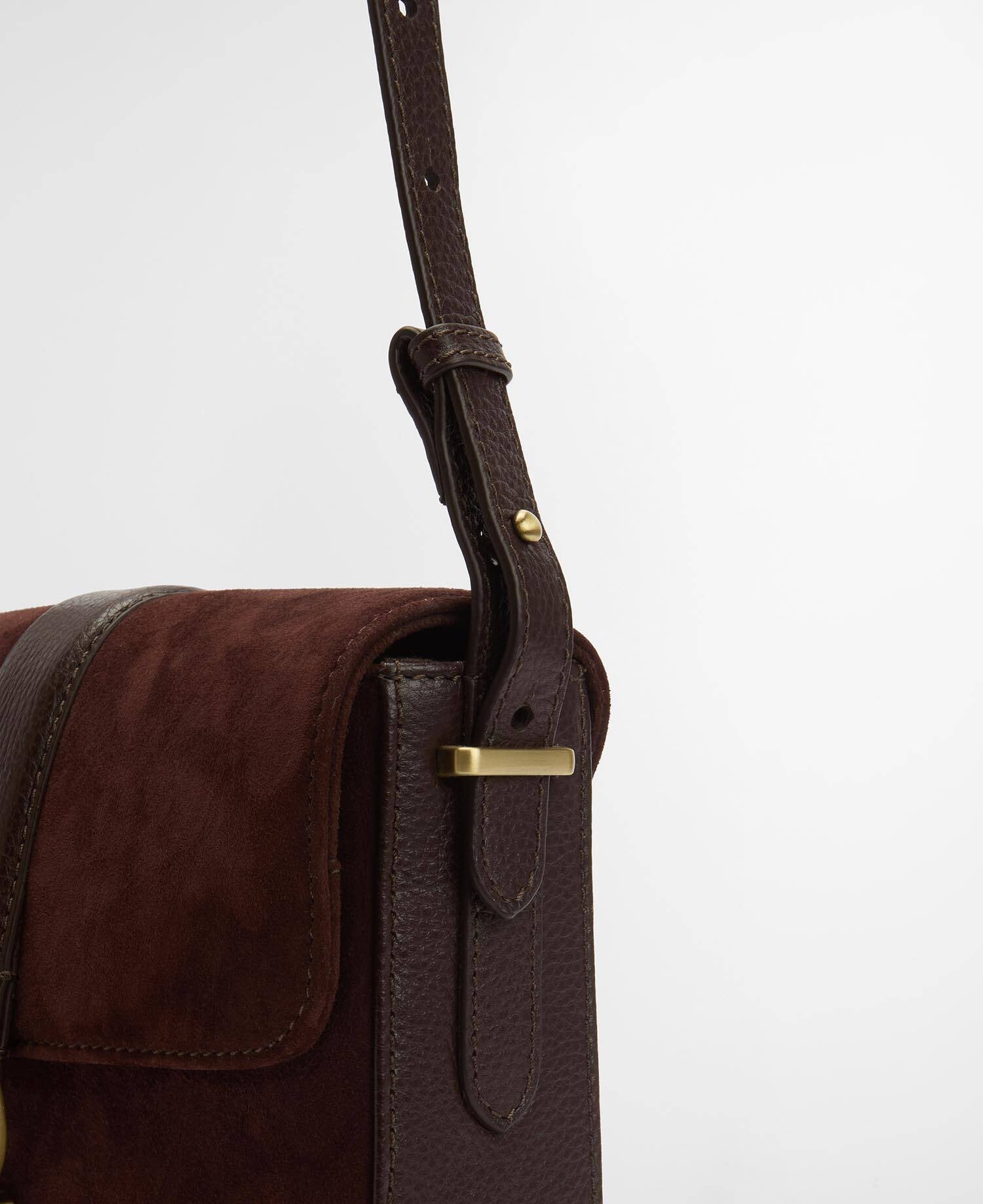 Rosa Suede & Leather Crossbody Bag - Dark Brown
