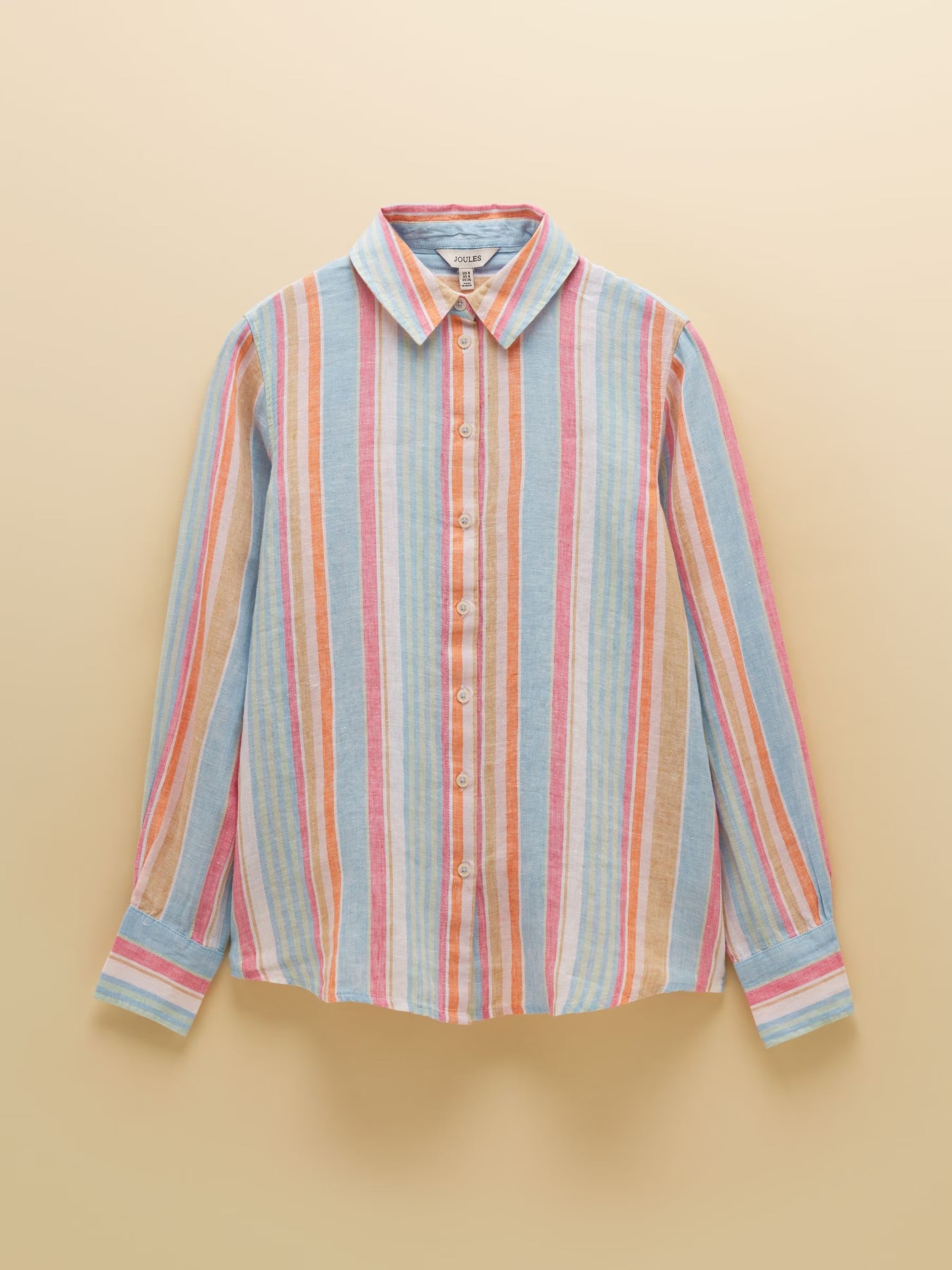 Anna Multi Striped Long Sleeve Pure Linen Shirt