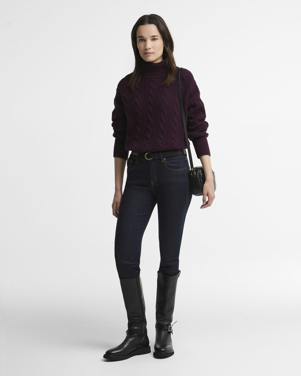 Agatha Wool Cable Knit Rollneck Jumper - Fig