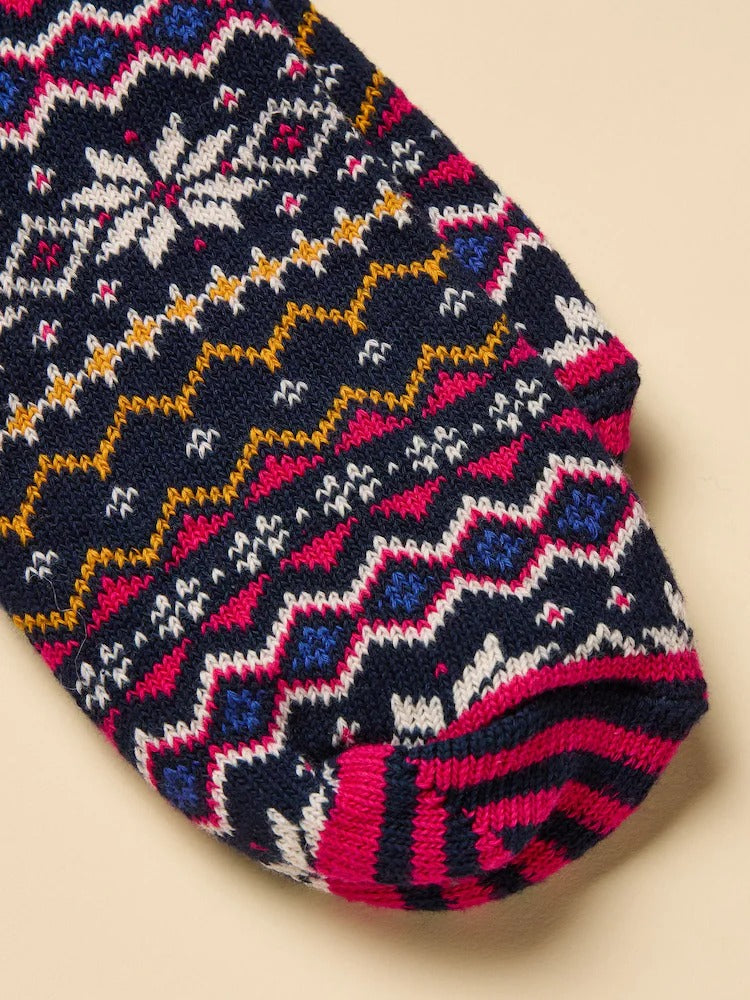 Lucille Navy Fairisle Socks