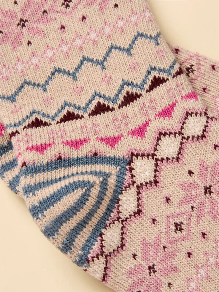Lucille Neutral Fairisle Socks