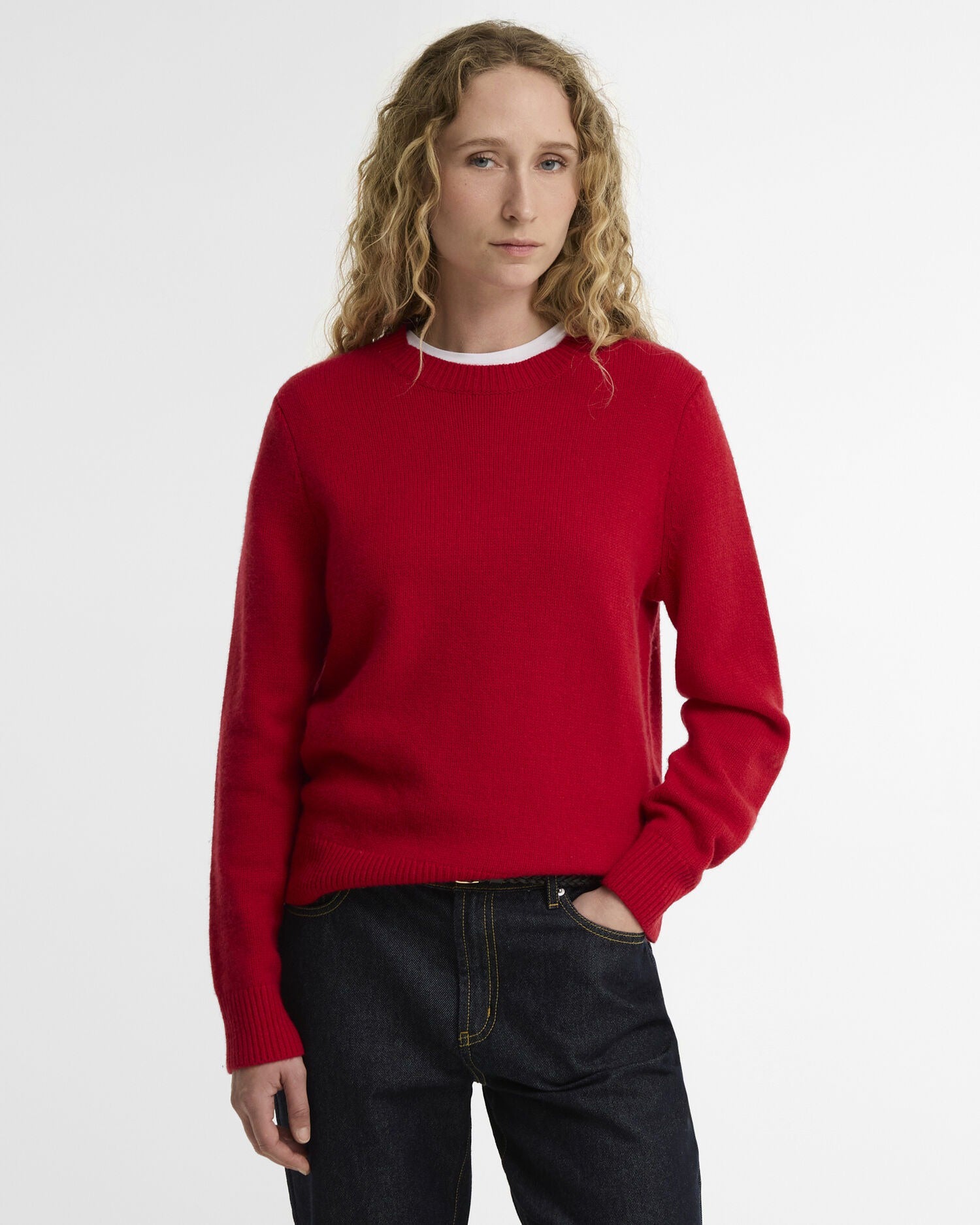 Woodhouse Wool-Cashmere Crew Neck Jumper - Crimson
