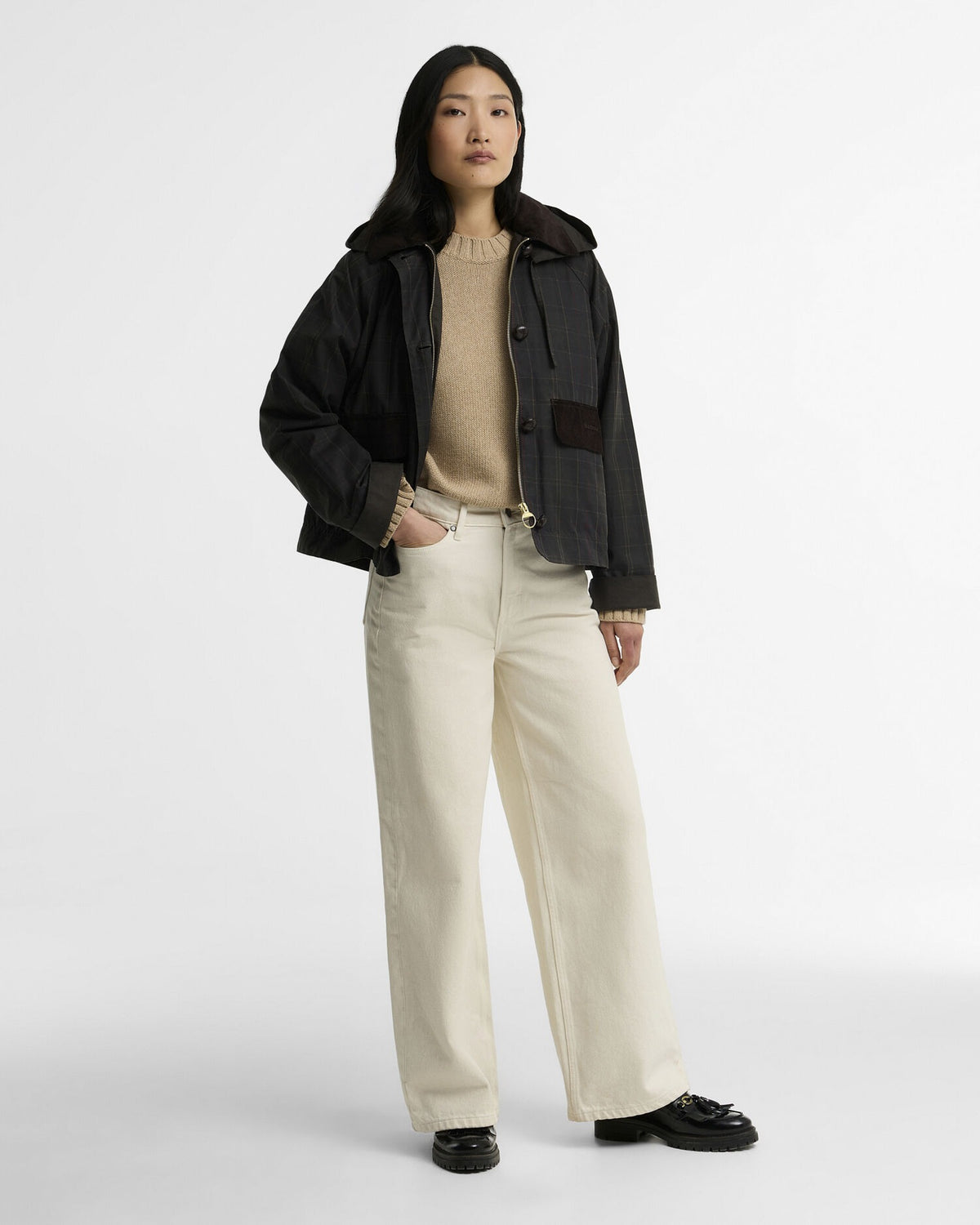 Adina Checked Waxed Jacket - Classic Tartan