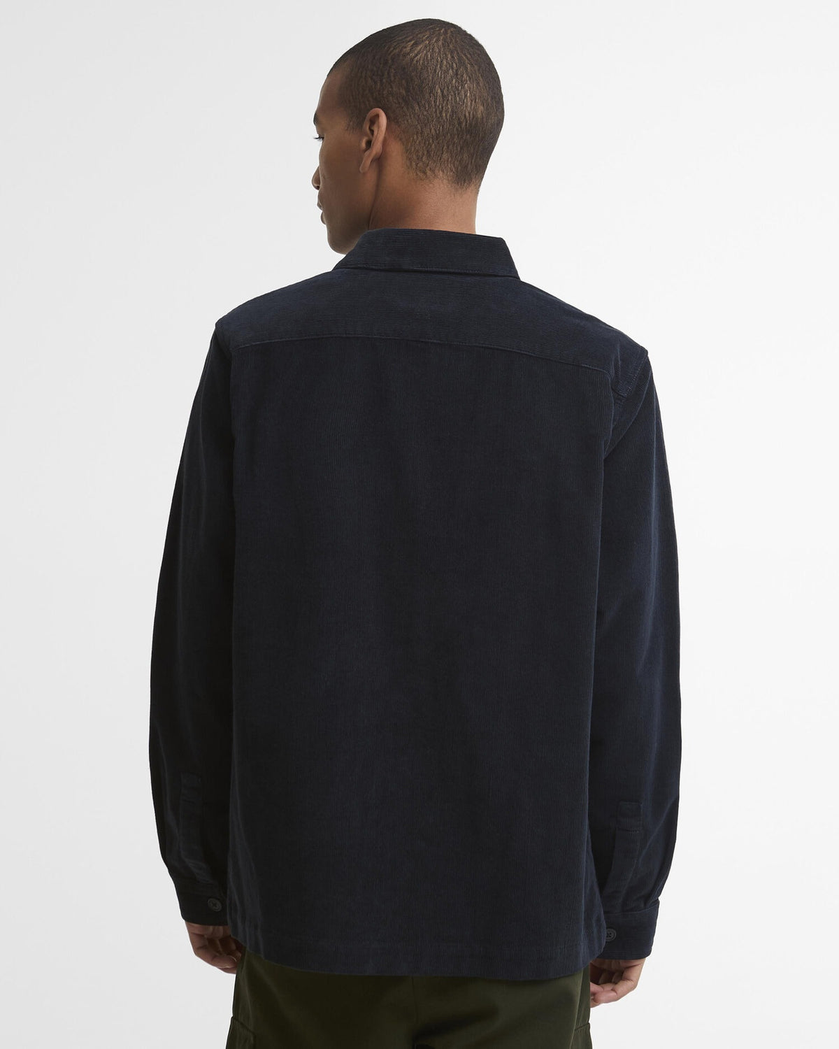 Tartan Trimmed Cord Overshirt - Navy