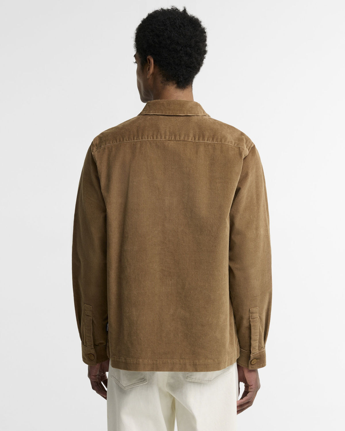 Tartan Trimmed Cord Overshirt - Sandstone