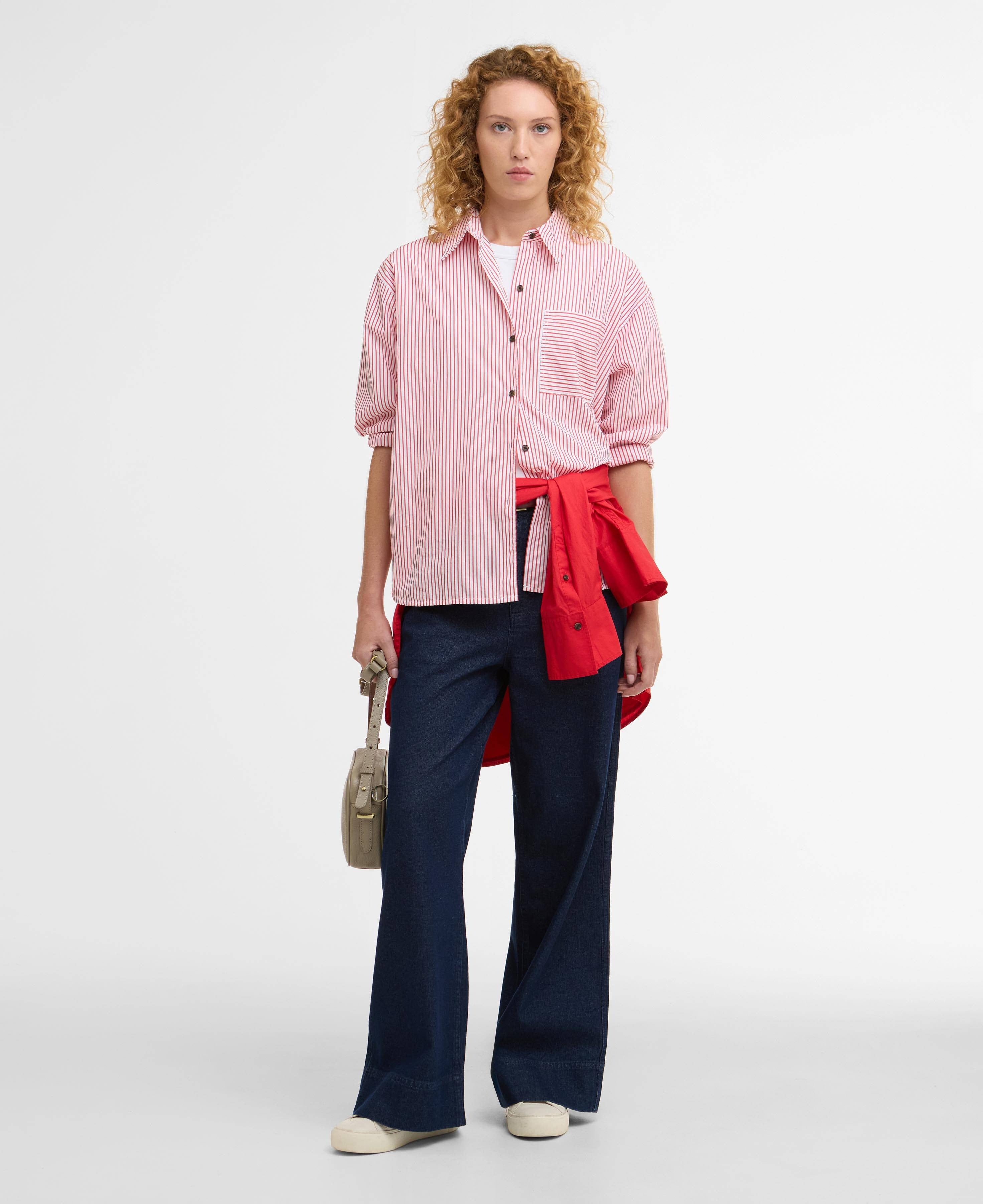 Polly Striped Relaxed Shirt - Poppy Red Stripe