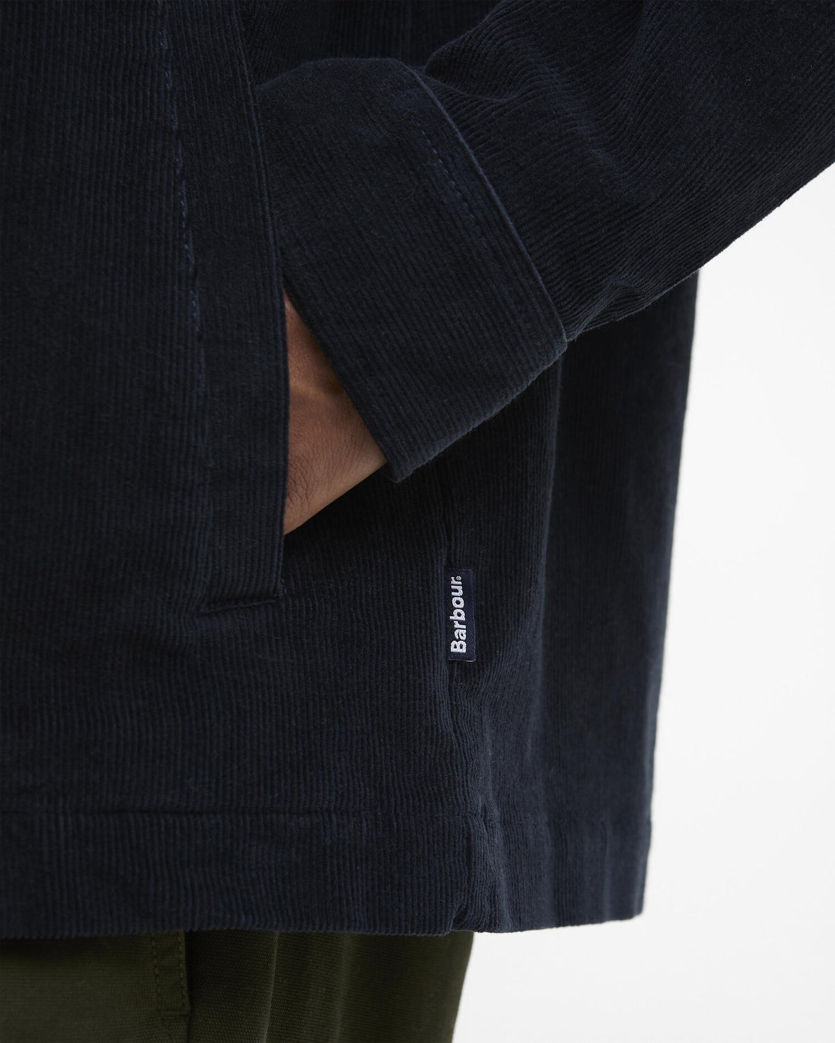 Tartan Trimmed Cord Overshirt - Navy