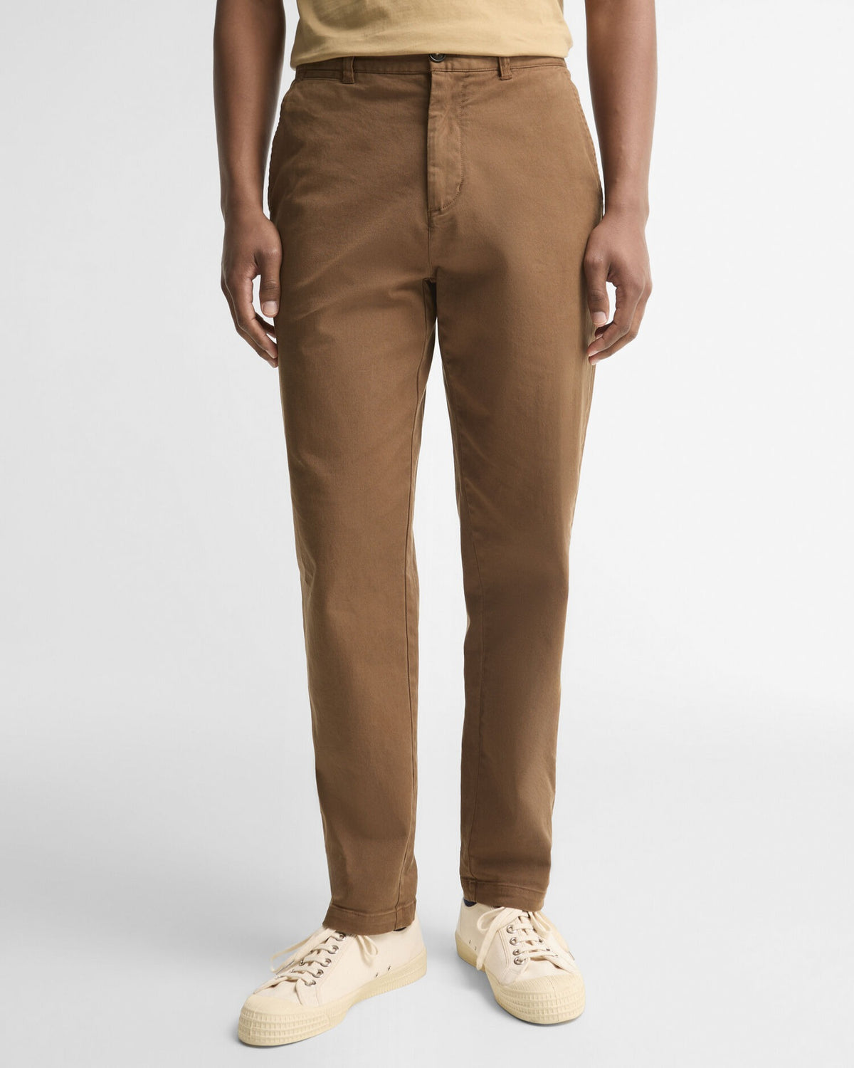 Washed Stretch Tailored Trousers - Dark Sand