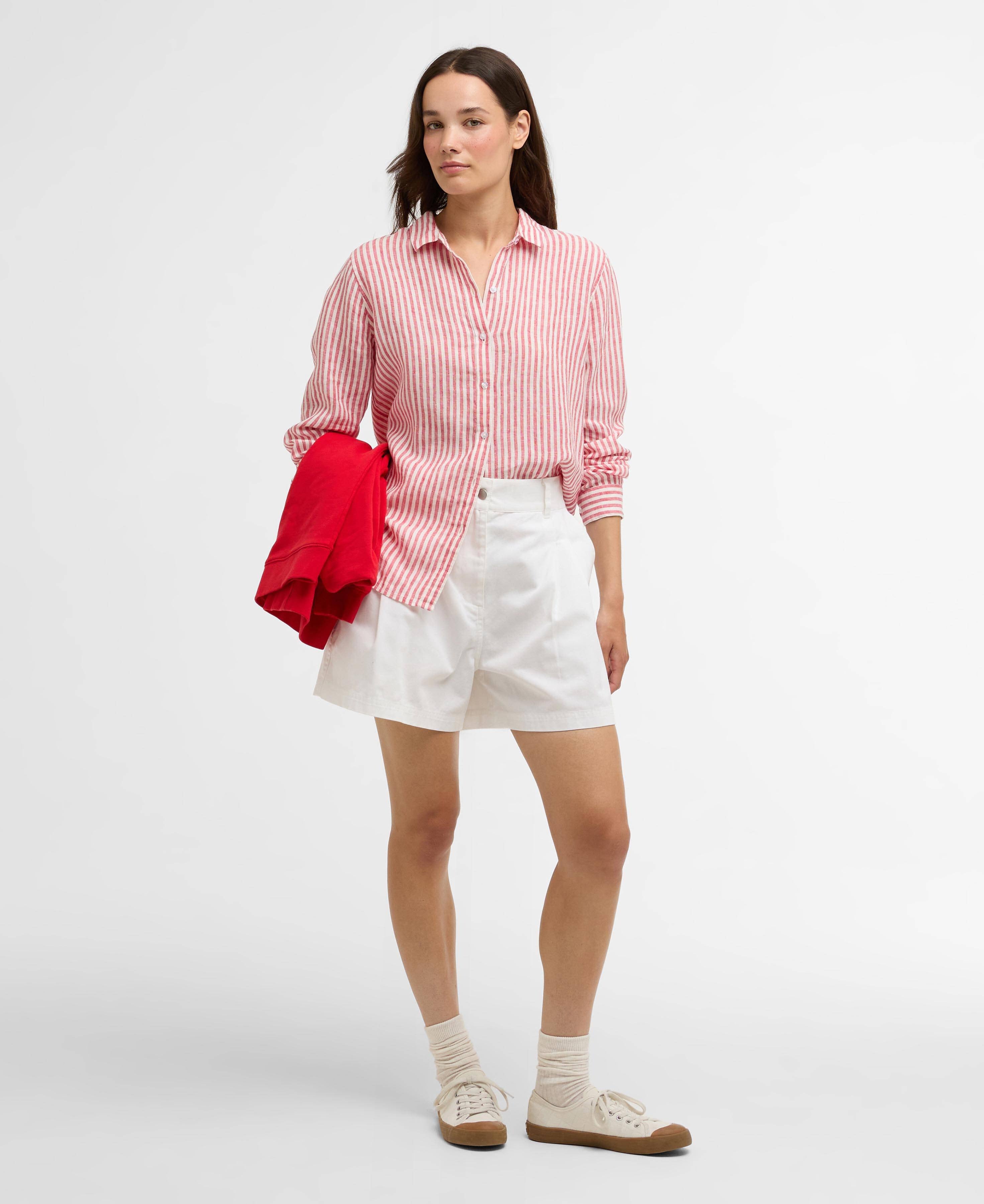 Marine Relaxed Long-Sleeved Shirt - Poppy Red Stripe