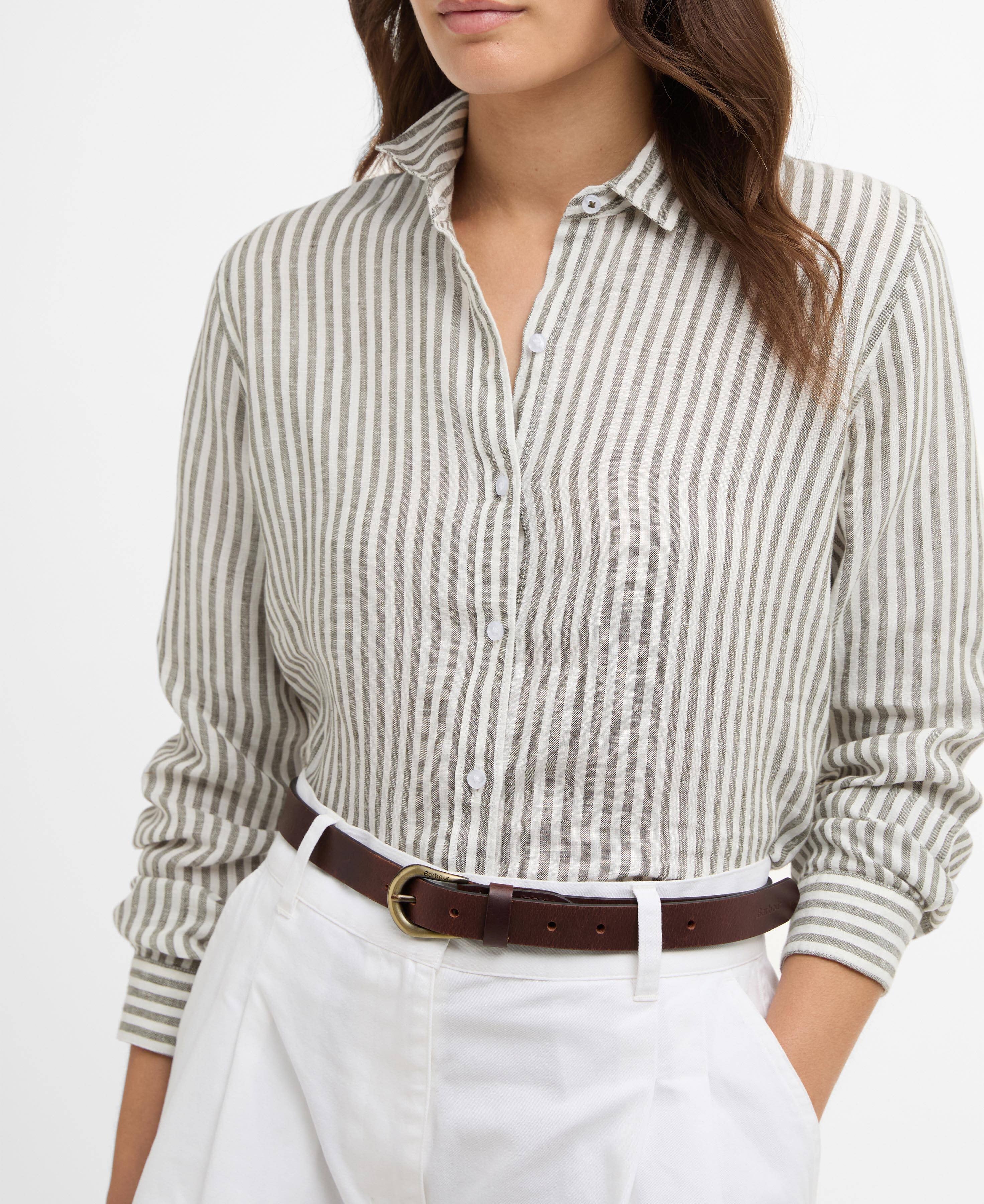 Marine Relaxed Long-Sleeved Shirt - Dusky Khaki Stripe