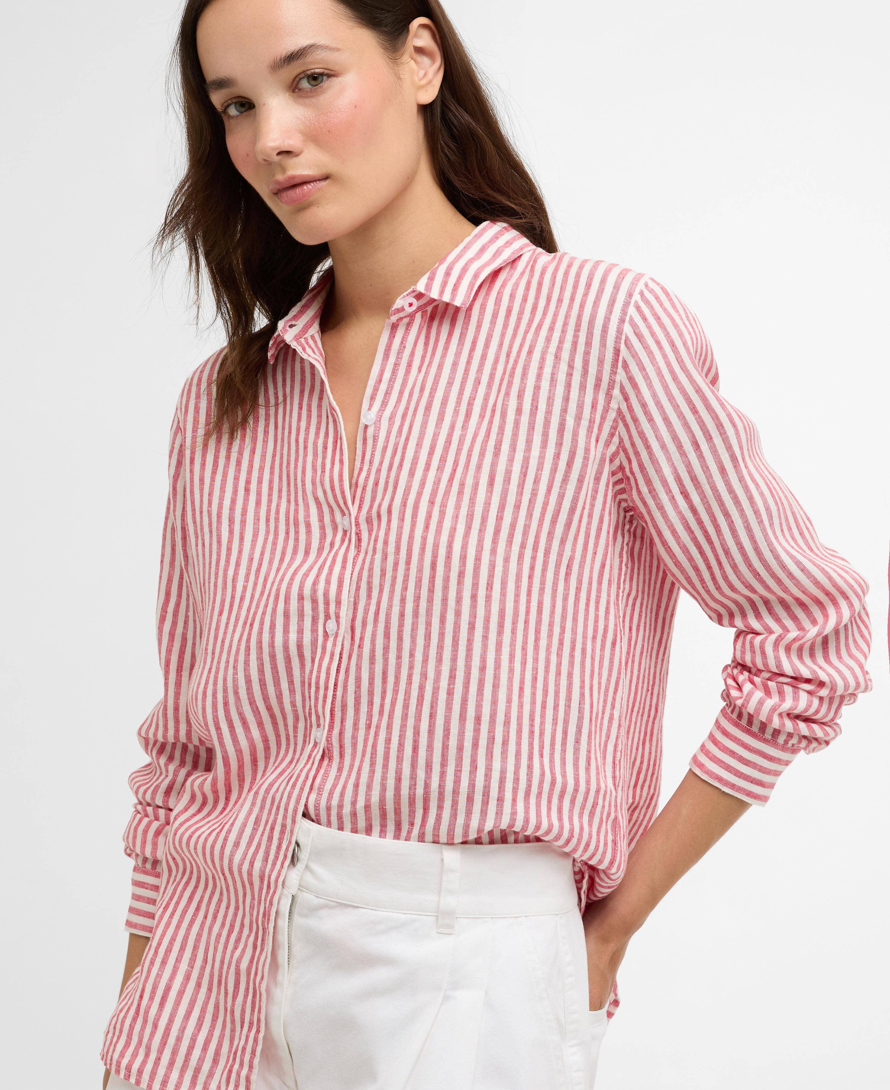 Marine Relaxed Long-Sleeved Shirt - Poppy Red Stripe