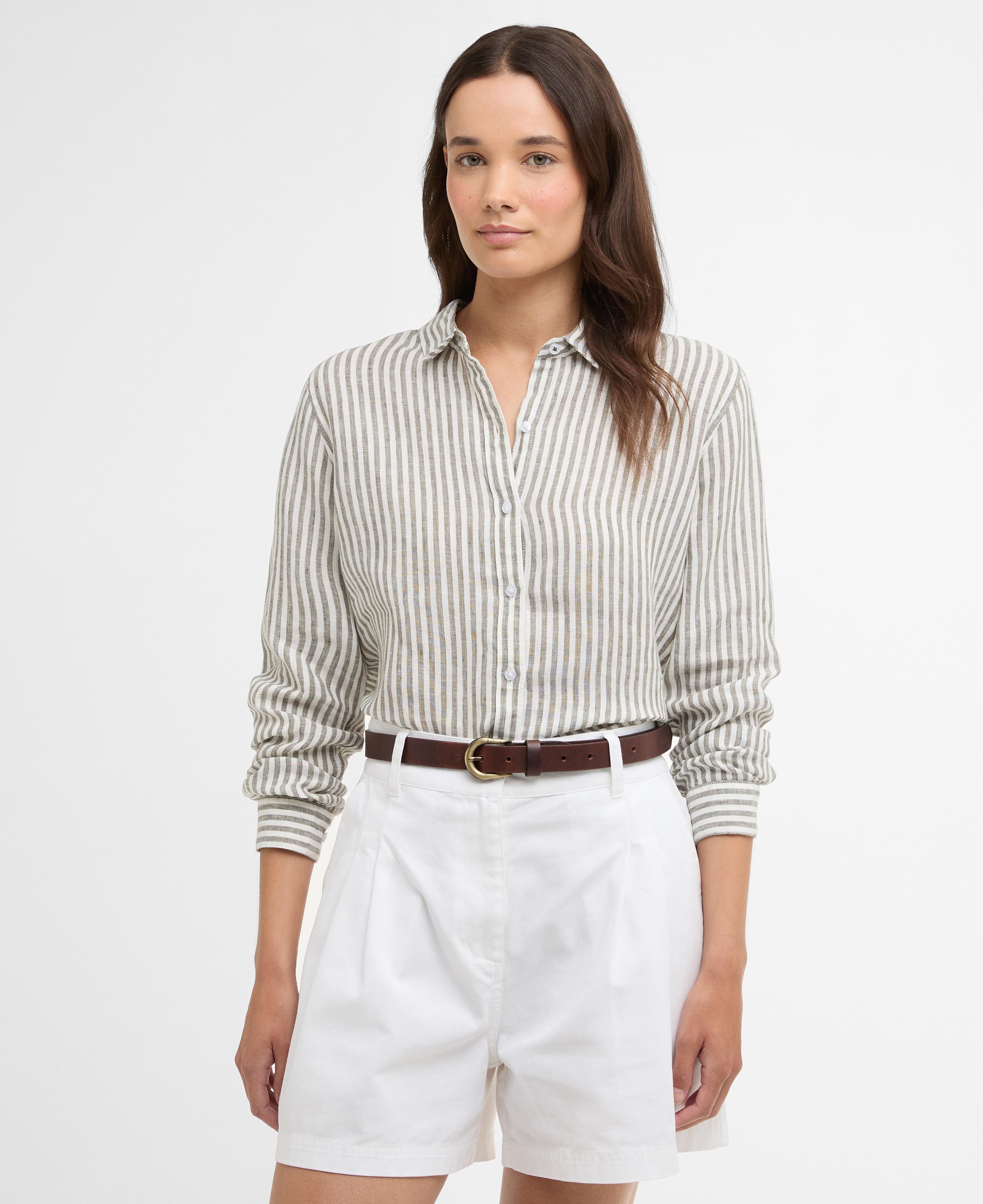 Marine Relaxed Long-Sleeved Shirt - Dusky Khaki Stripe