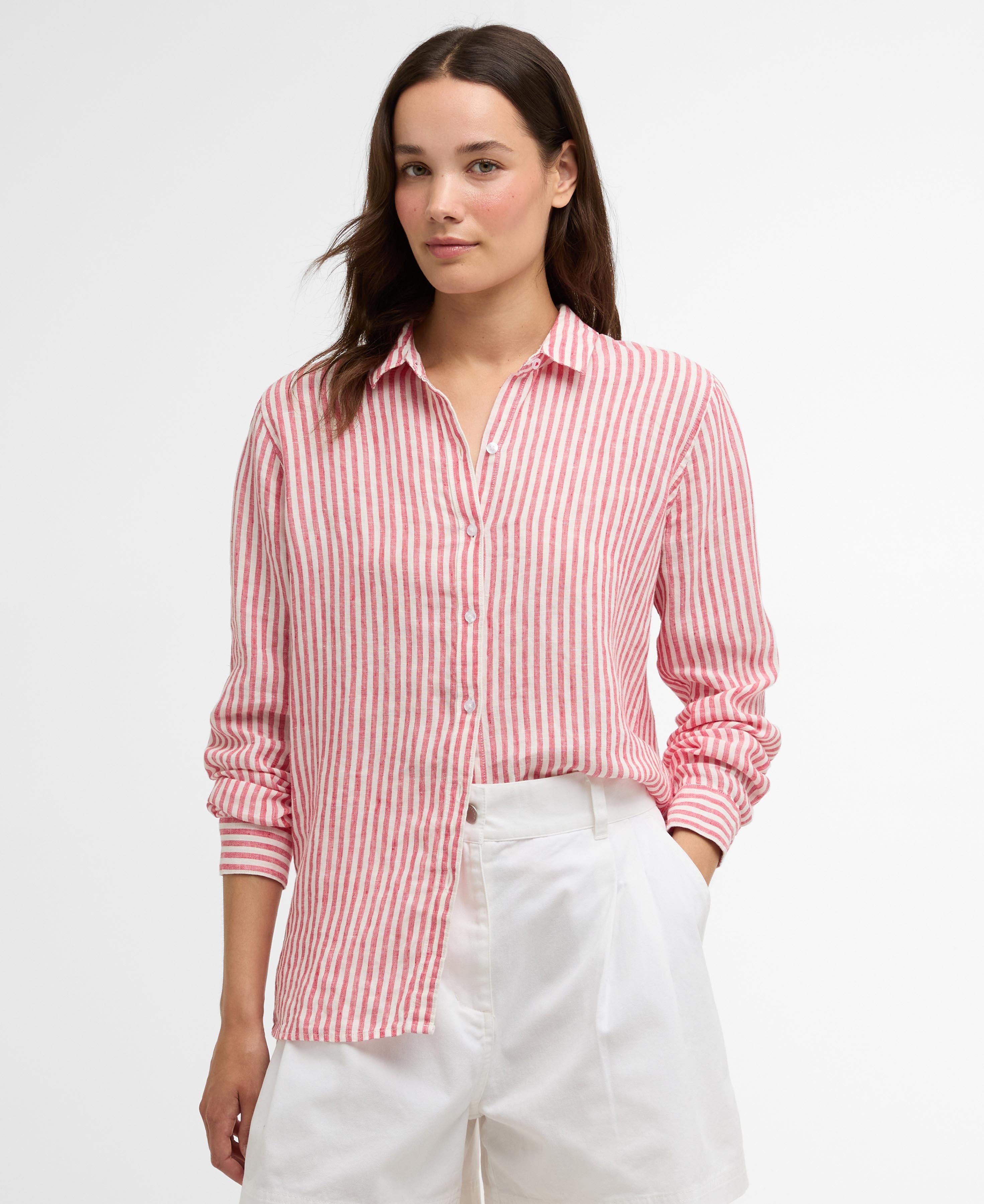 Marine Relaxed Long-Sleeved Shirt - Poppy Red Stripe