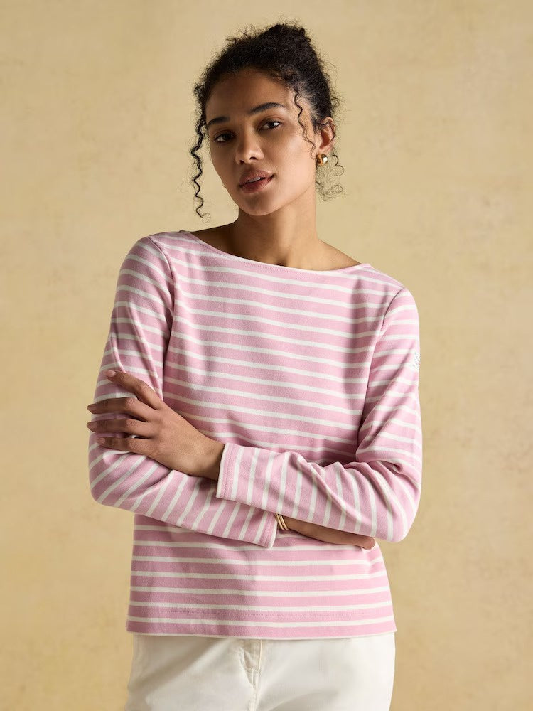 Harbour Pink Boat Neck 100% Cotton Breton Top